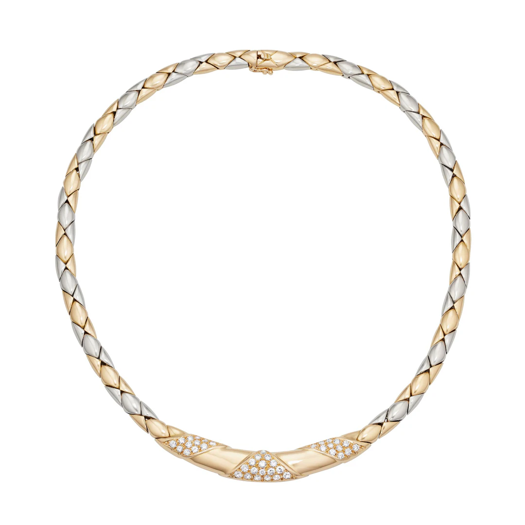 Vintage Gold, White Gold and Diamond Collar Necklace