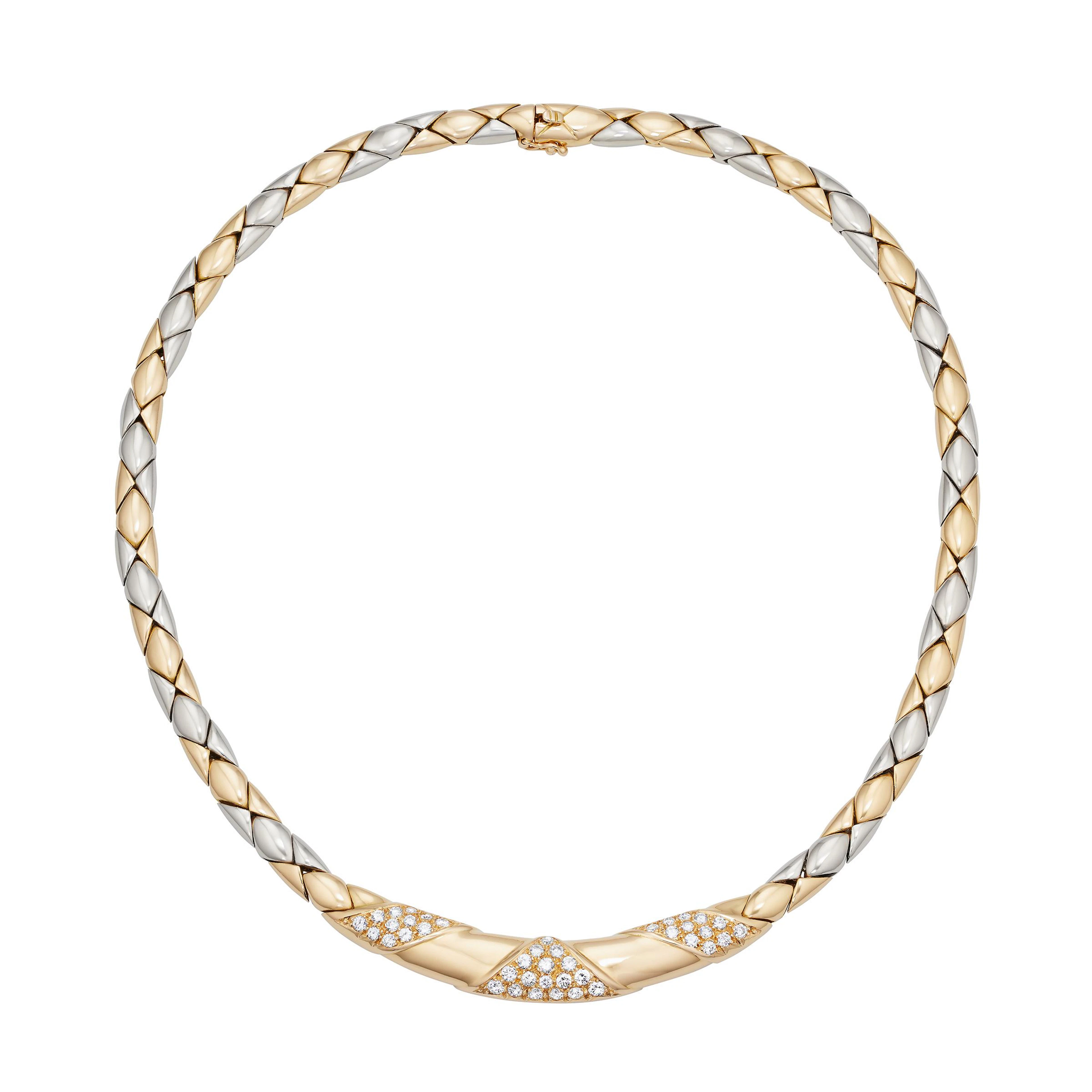Vintage Gold, White Gold and Diamond Collar Necklace