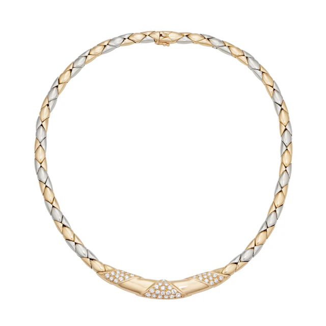 Vintage Gold, White Gold and Diamond Collar Necklace