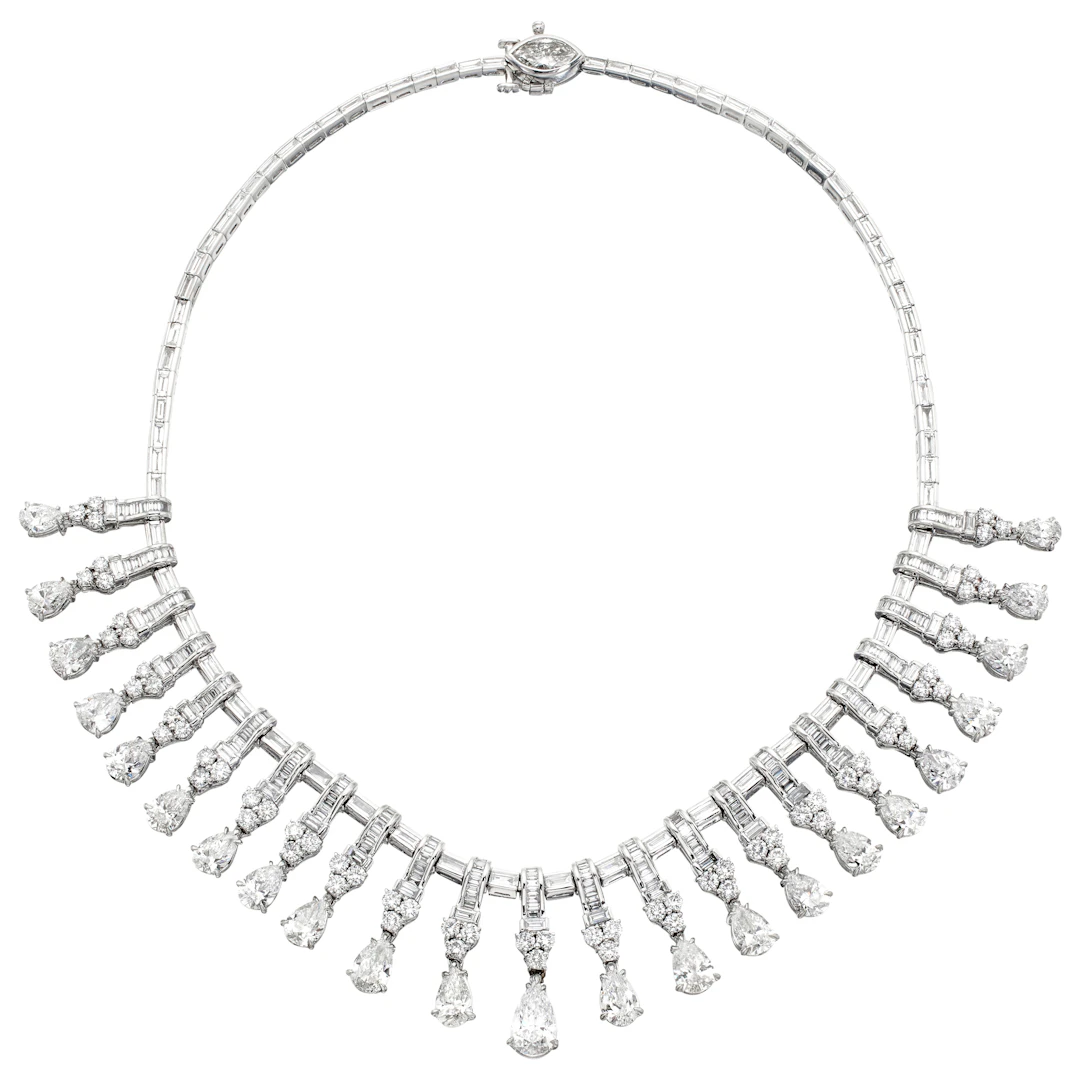 Platinum and 39.00ctw Fancy Cut Diamond Collar Necklace