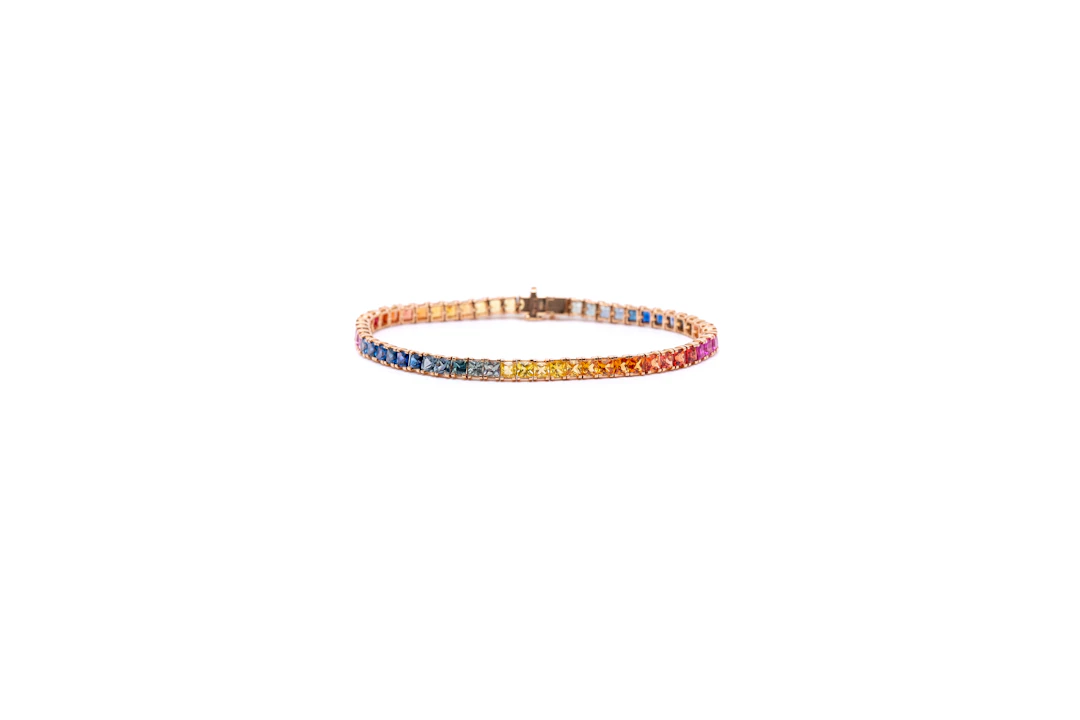 Princess-Cut Rainbow Sapphire Bracelet