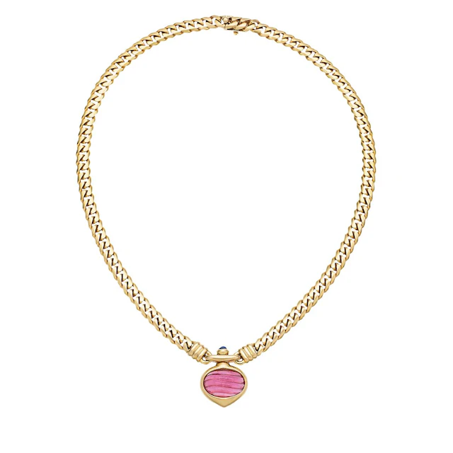 Vintage Gold, Tourmaline and Sapphire Necklace
