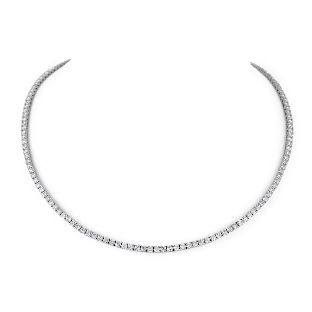 White Gold and 9.05ctw Round Brilliant Cut Diamond Tennis Necklace