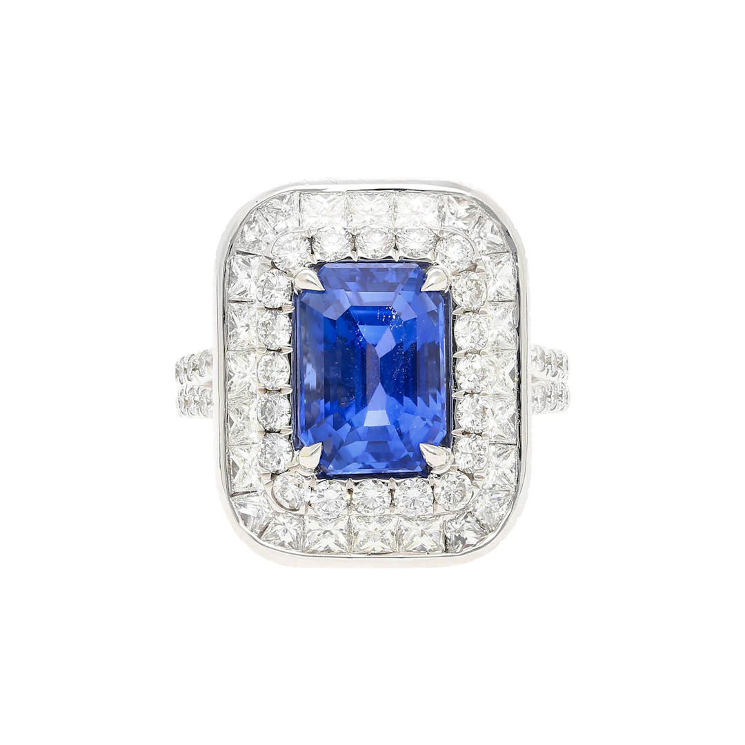 White Gold, 6.26ct Burmese Sapphire and Diamond Ring