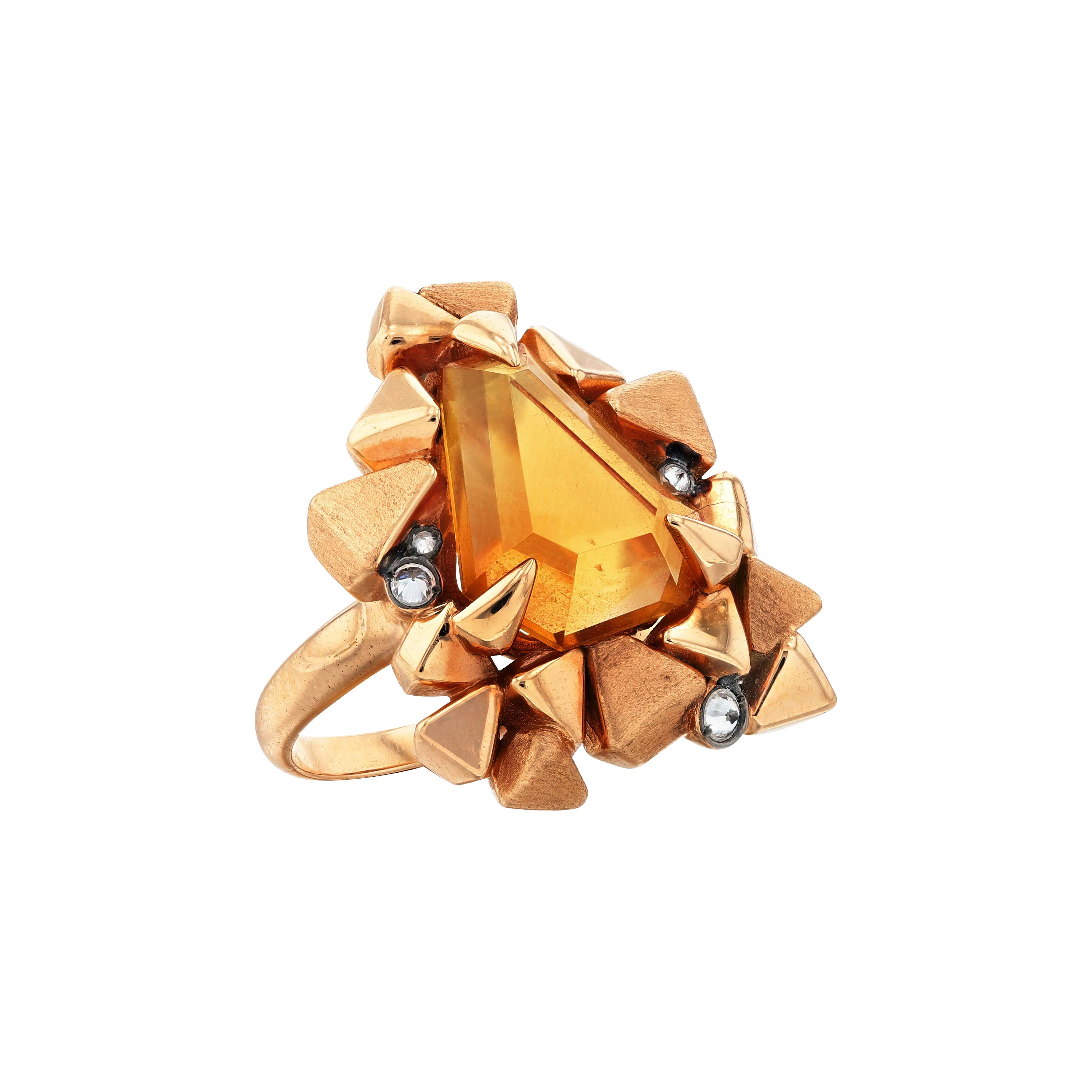 Bague citrine et diamants, "Gaia" | Citrine and diamond ring, 'Gaia'