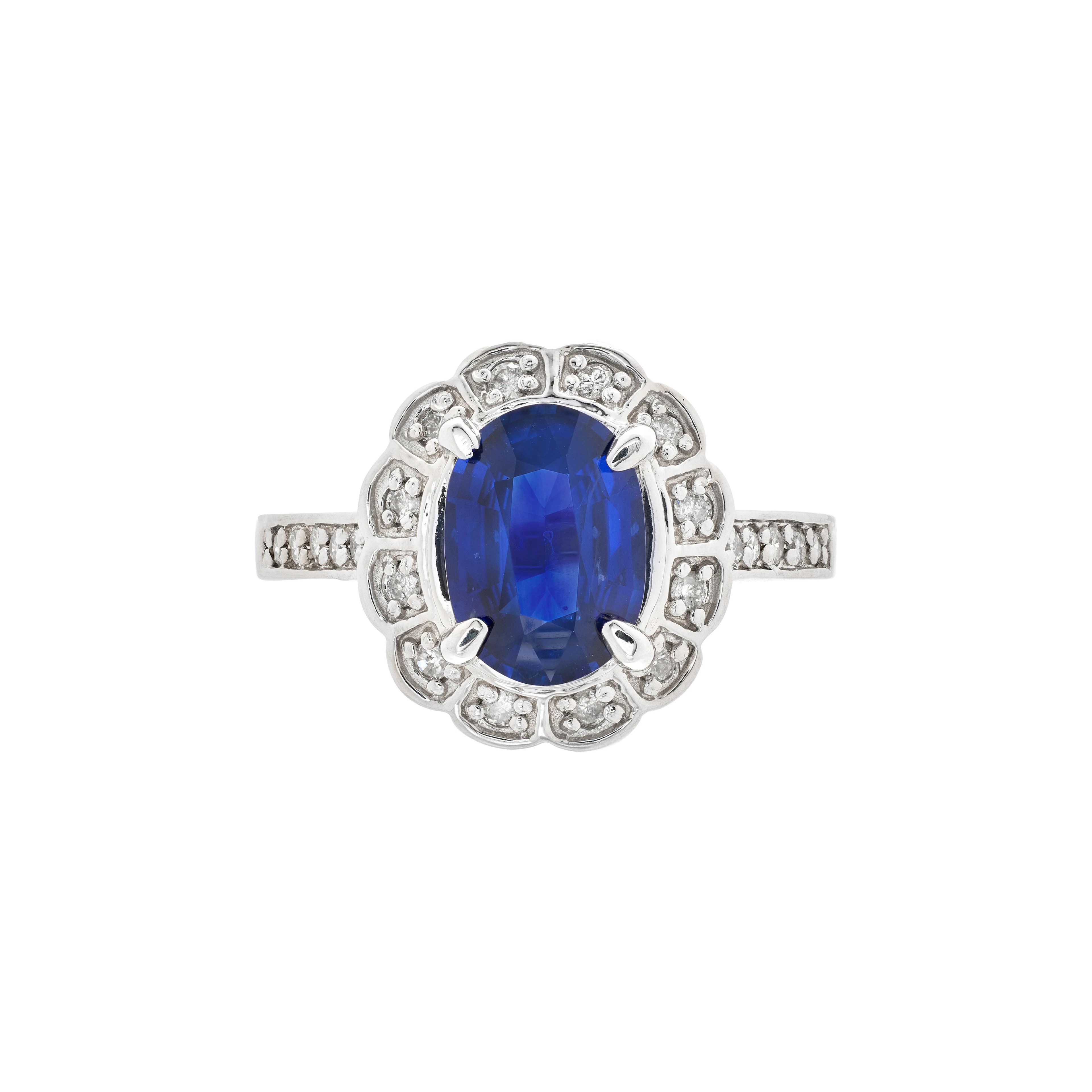 White Gold, 2.03ct Ceylon Royal Blue Sapphire and Diamond Ring