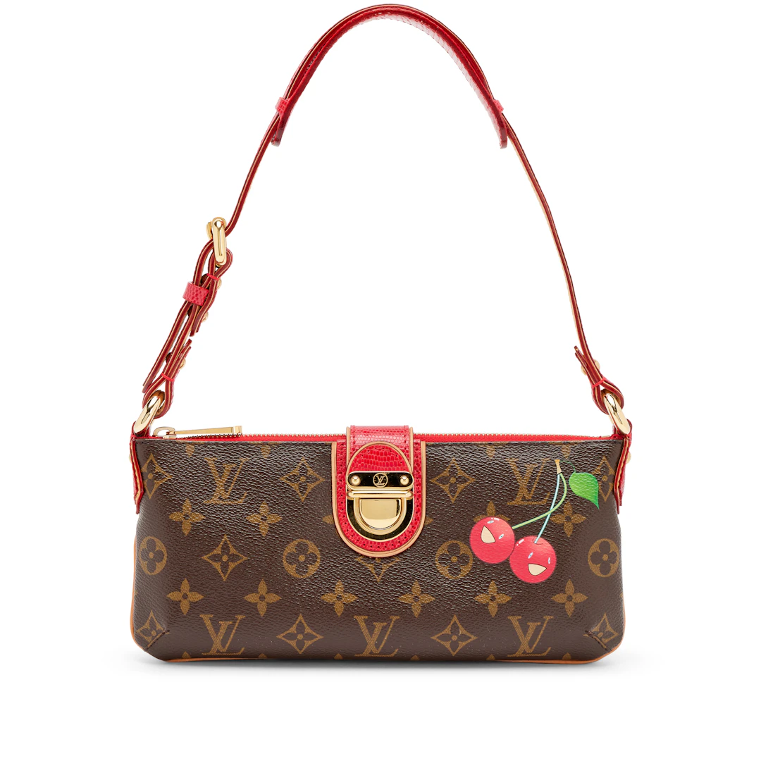 Takashi Murakami Red Lizard Monogram Cerises Pochette Gold Hardware, 2005