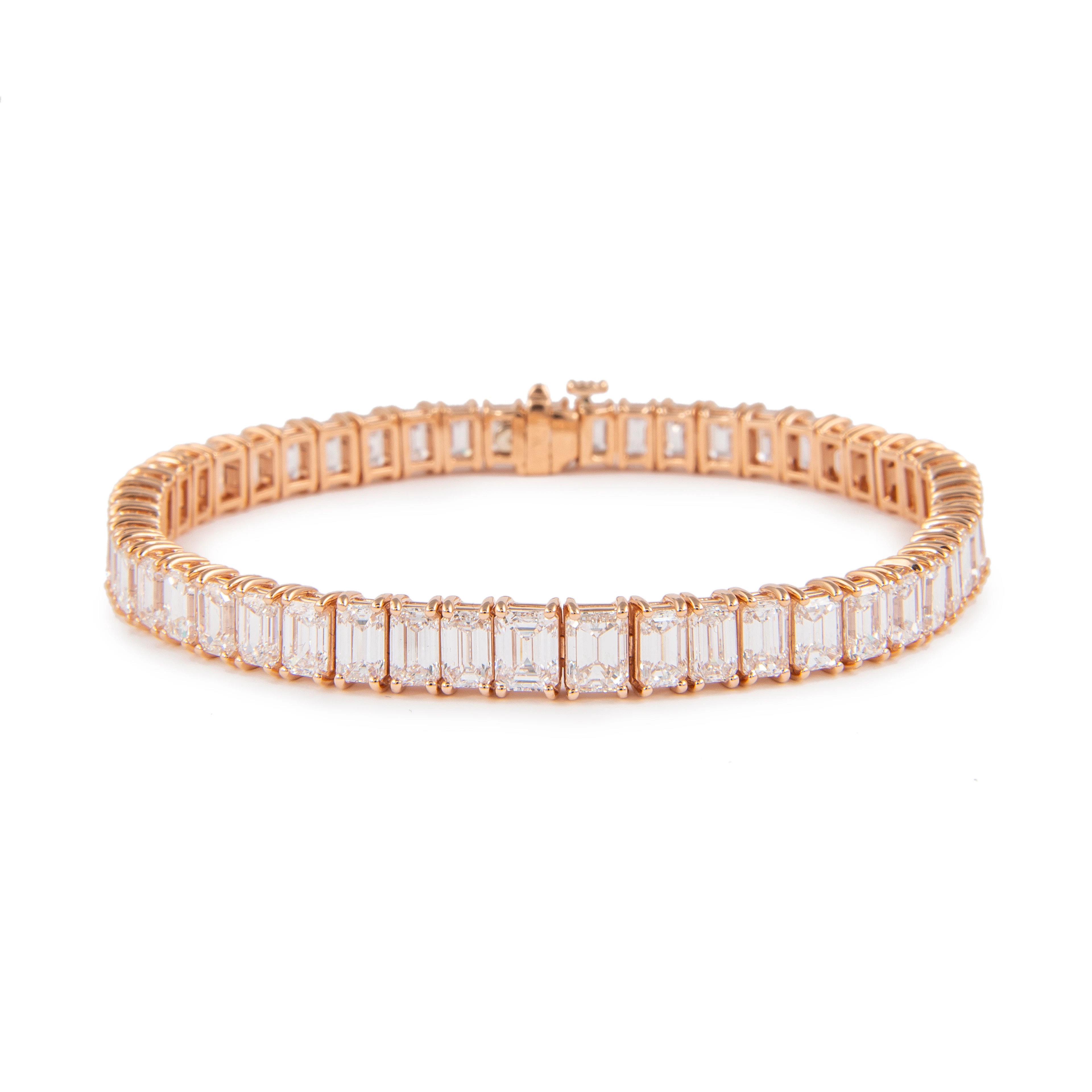 Rose Gold and 17.30ctw Emerald Cut Diamond Tennis Bracelet
