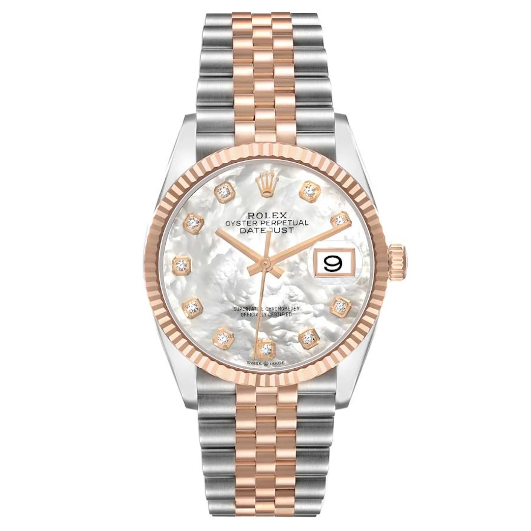 Datejust (Reference 126231). A 36mm rose gold stainless steel diamond-set