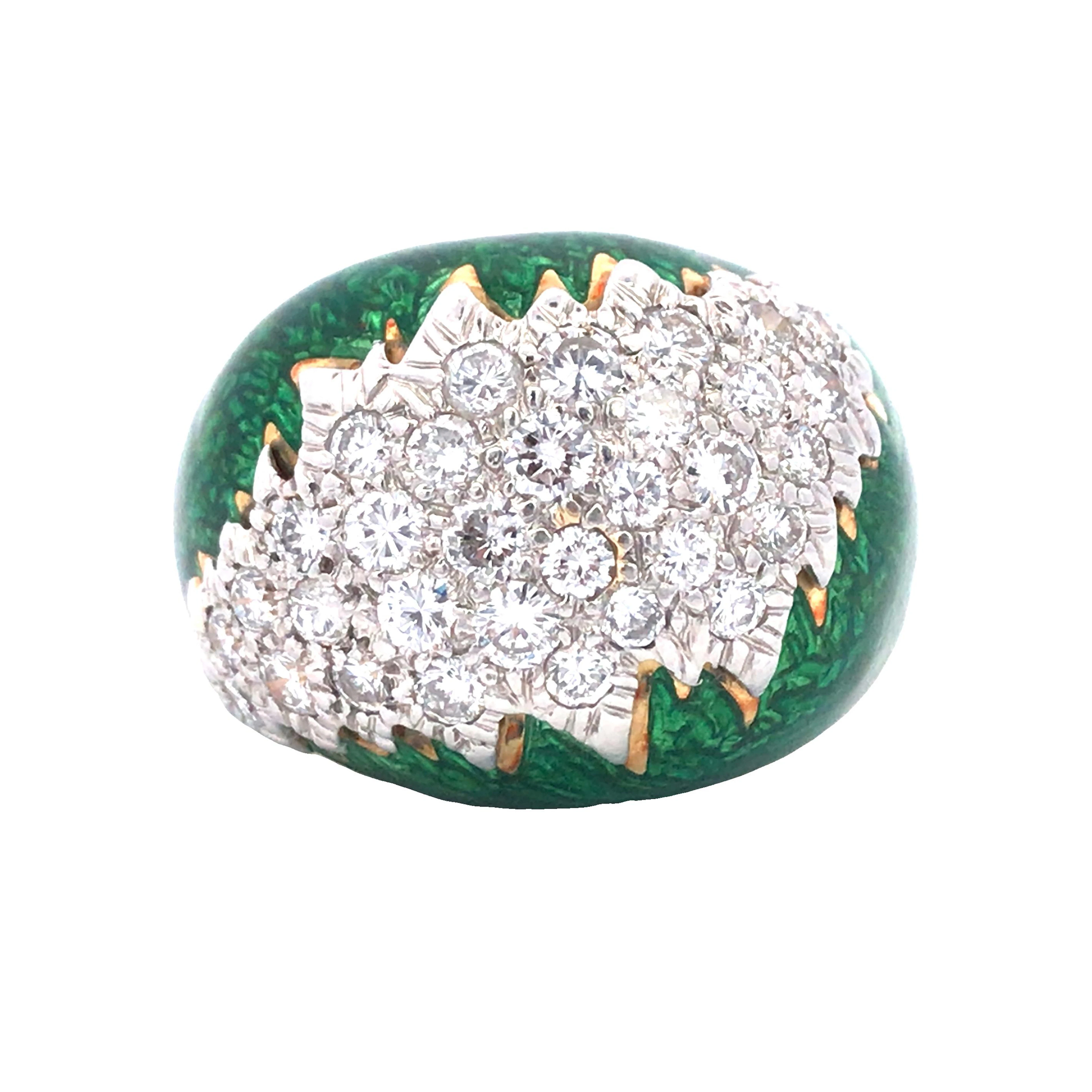 Gold, Platinum, Enamel and Diamond Ring