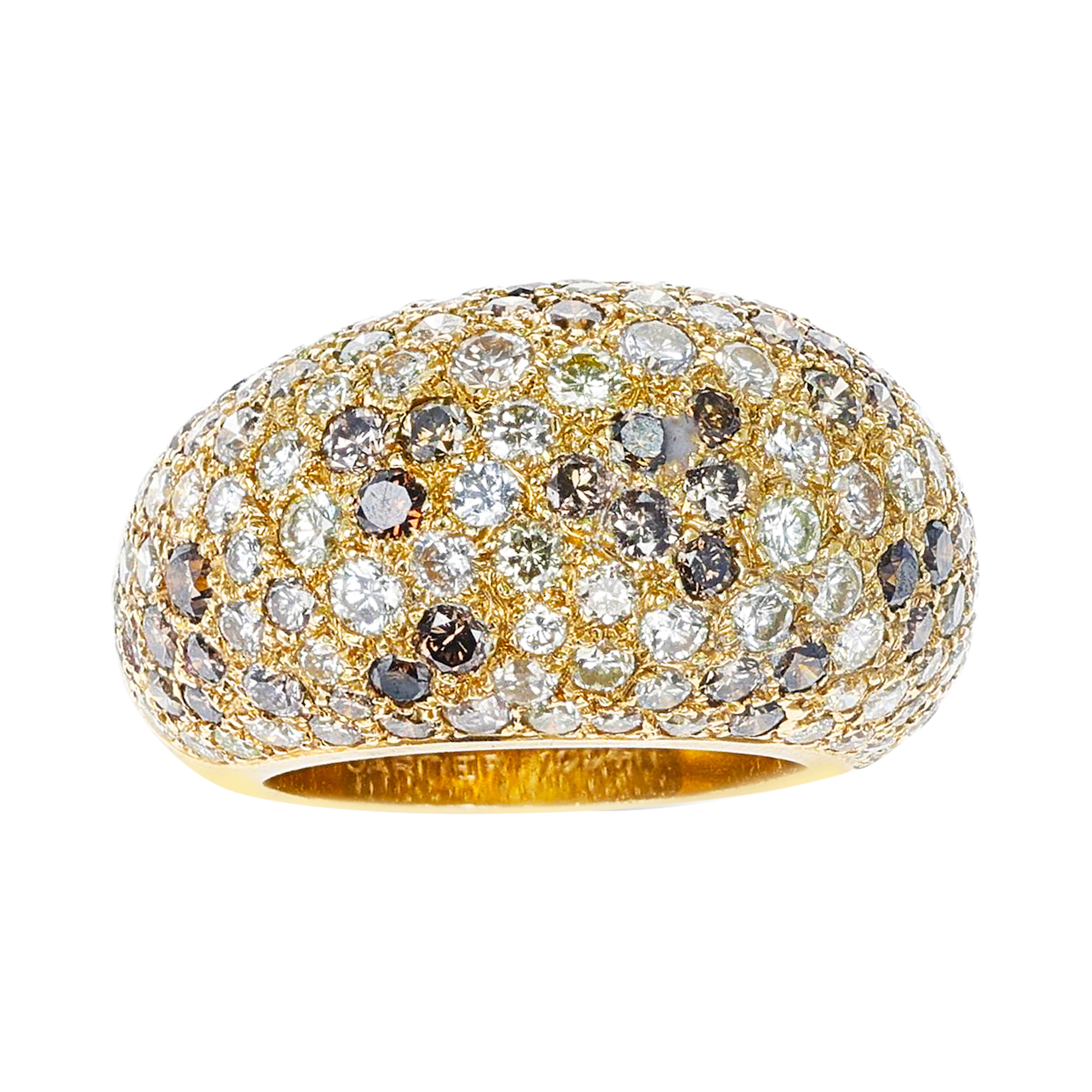 Gold, Colored Diamond and Diamond Bombé Band Ring
