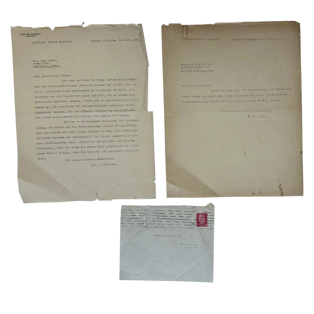 Albert Einstein Signed Letter, with Letter On Economics