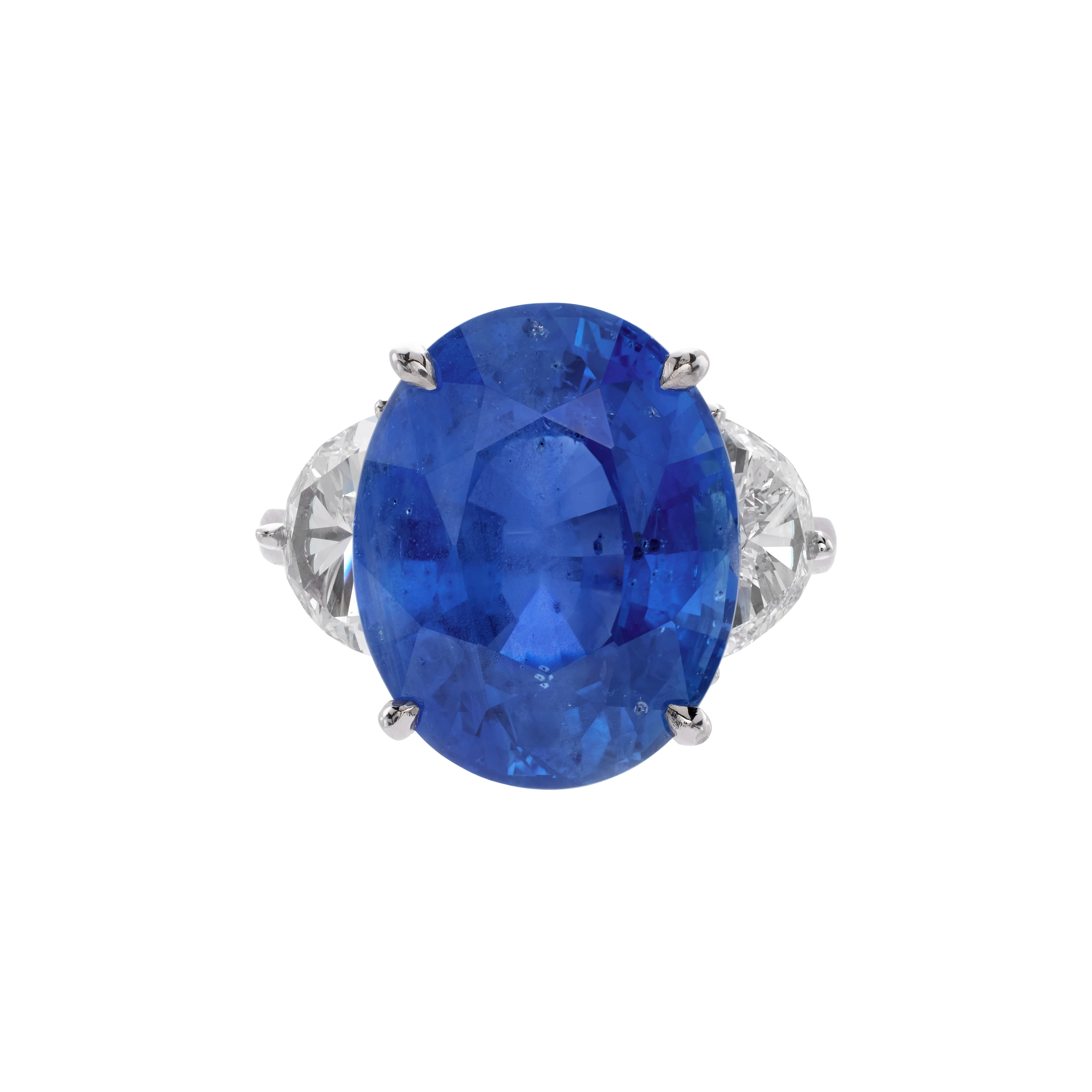 Platinum, 14.80ct Ceylon Sapphire and Diamond Ring