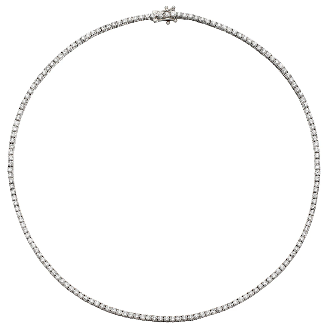 White Gold and 6.70ctw Round Brilliant Cut Diamond Tennis Necklace