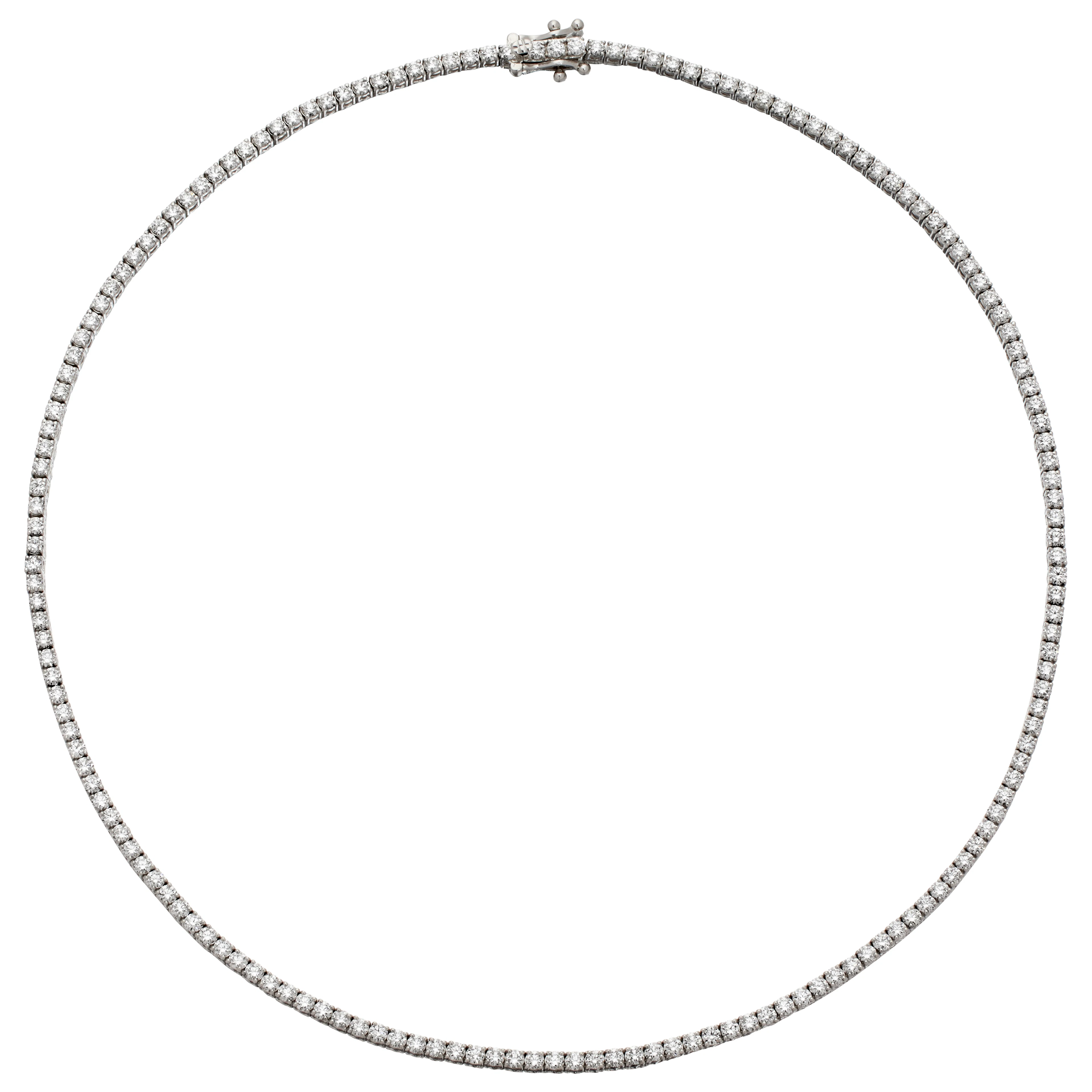 White Gold and 6.70ctw Round Brilliant Cut Diamond Tennis Necklace