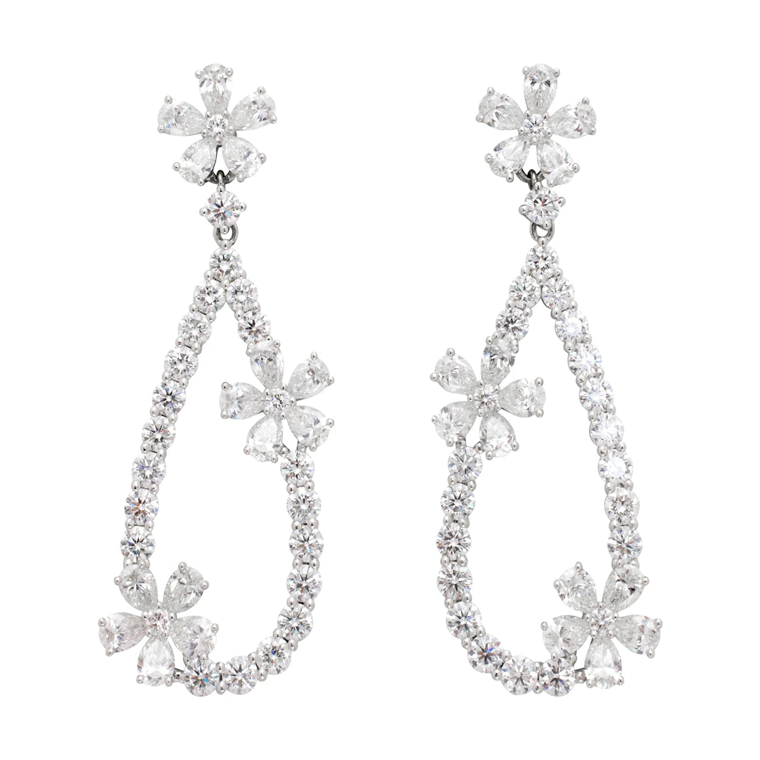 White Gold and 10.55ctw Diamond Drop Earrings