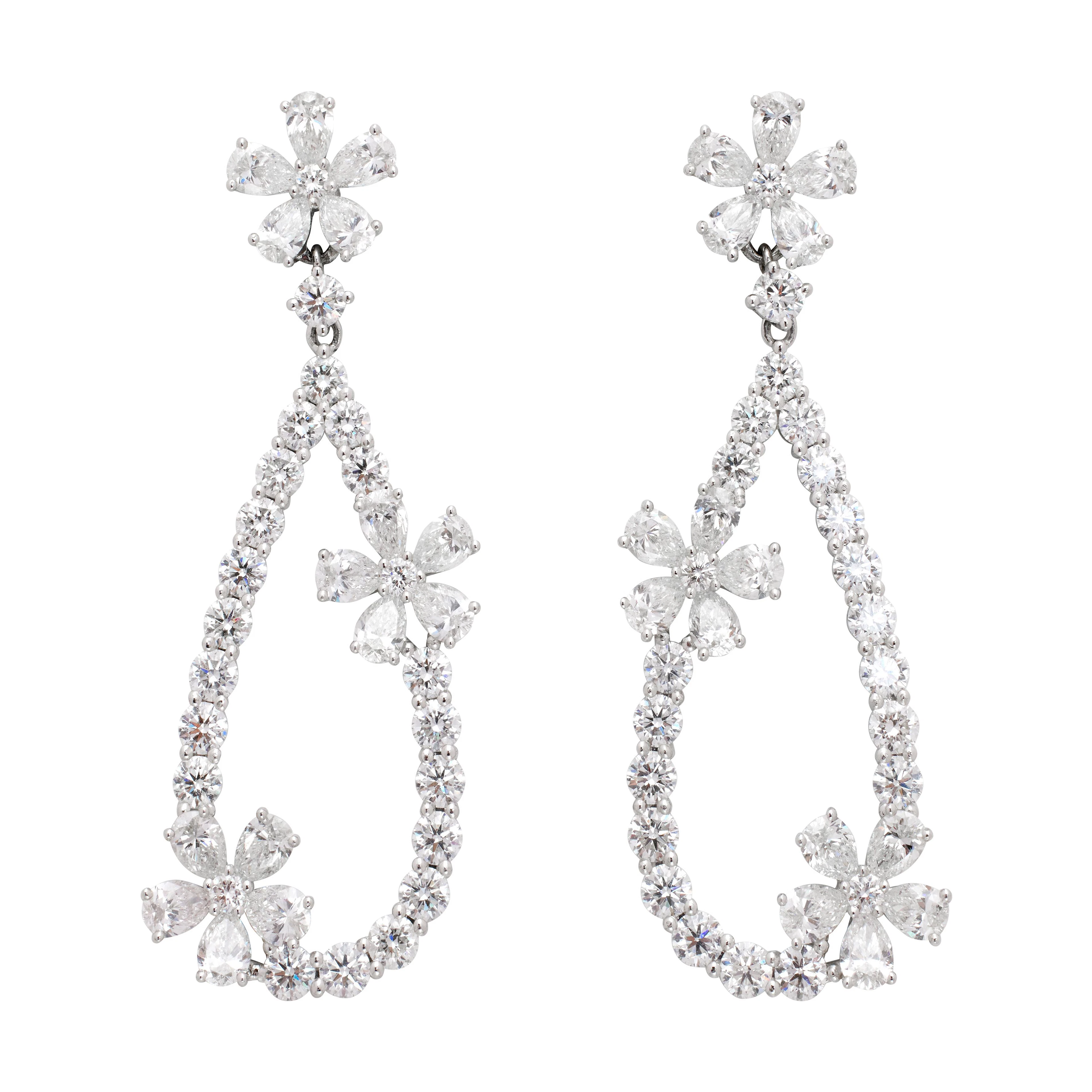 White Gold and 10.55ctw Diamond Drop Earrings