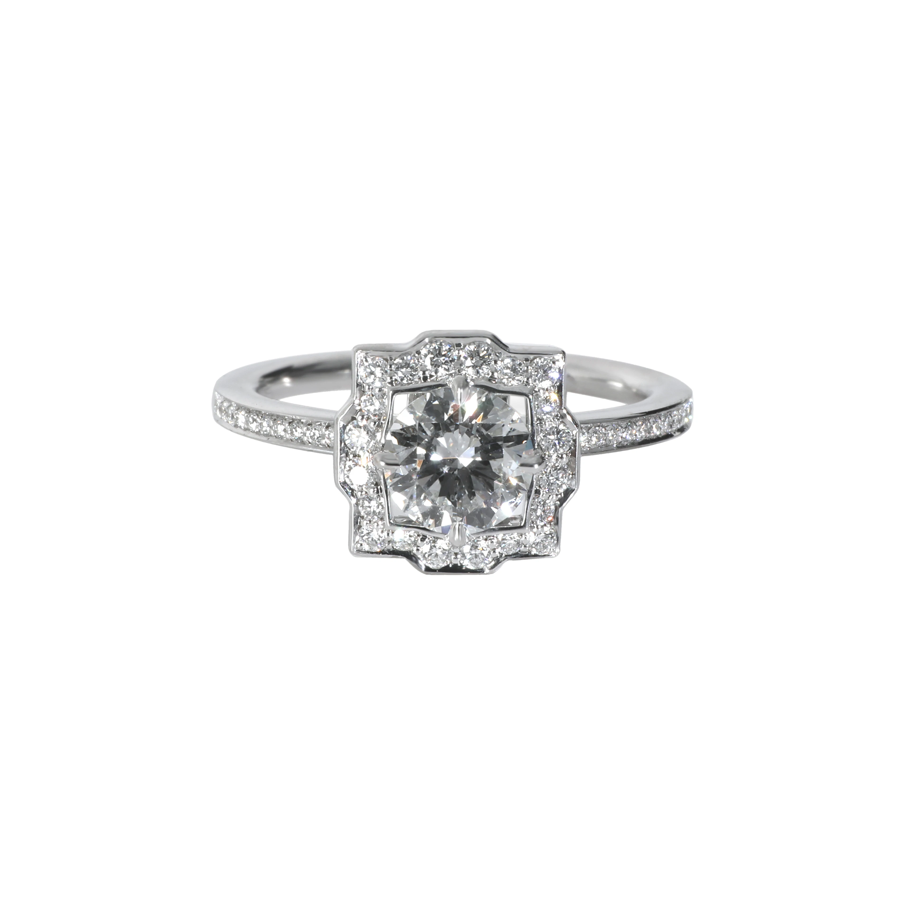 Platinum and 0.55ct Round Brilliant Cut Diamond Belle Engagement Ring