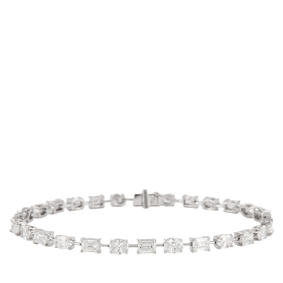White Gold, 5.80ct Oval Cut and Emerald Cut Diamond Bracelet