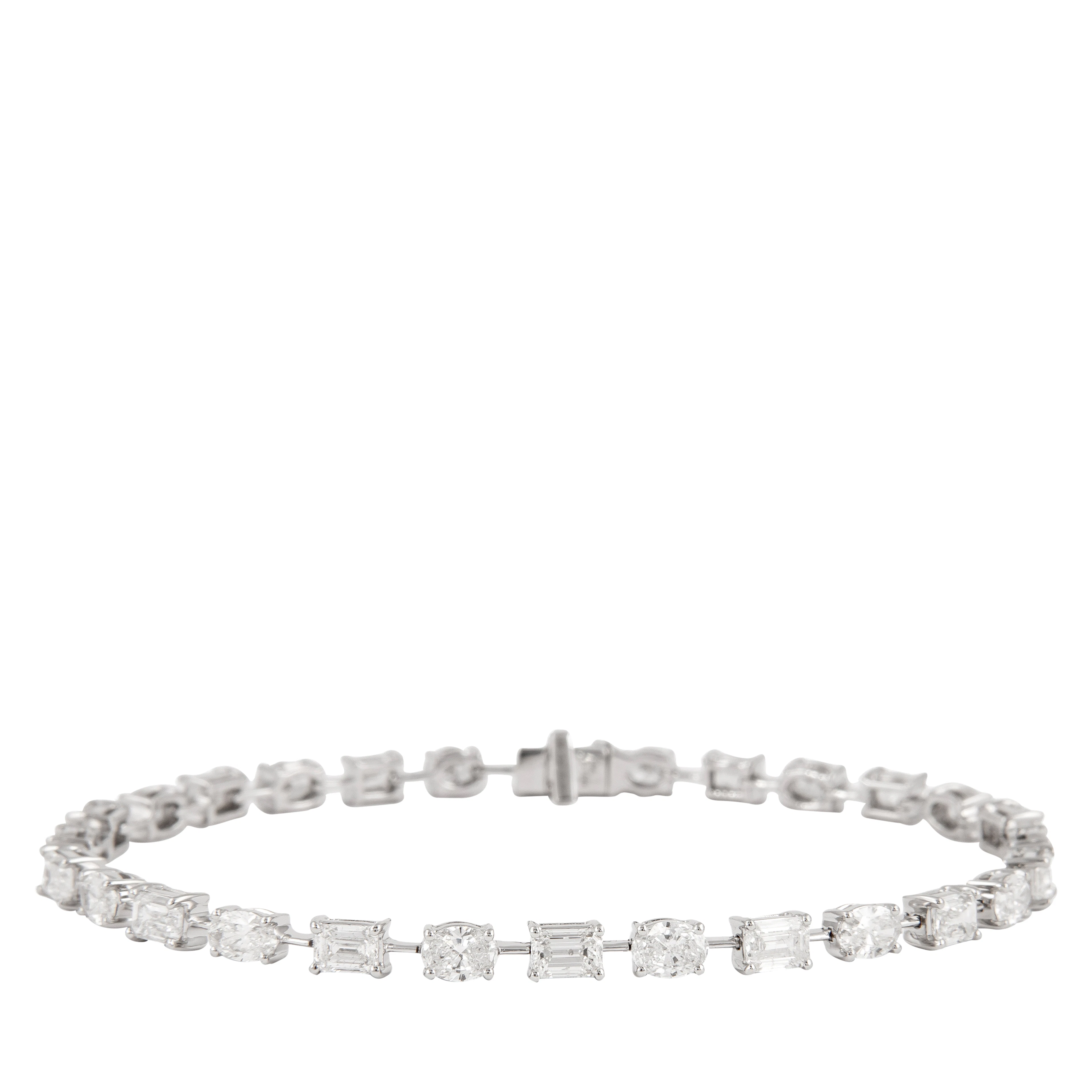 White Gold, 5.80ct Oval Cut and Emerald Cut Diamond Bracelet