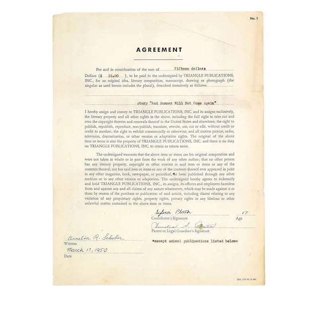 Signed Contract for "And Summer Will Not Come Again"