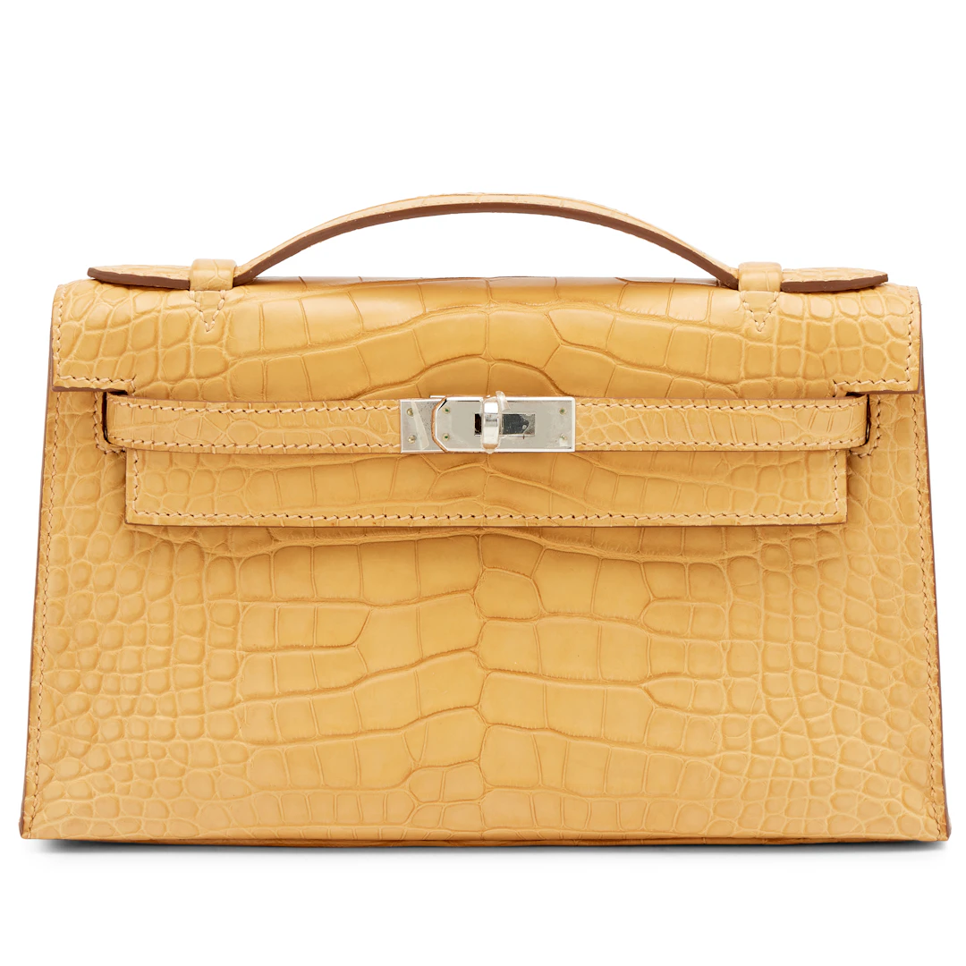 Mais Matte Alligator Kelly Pochette Palladium Hardware, 2015