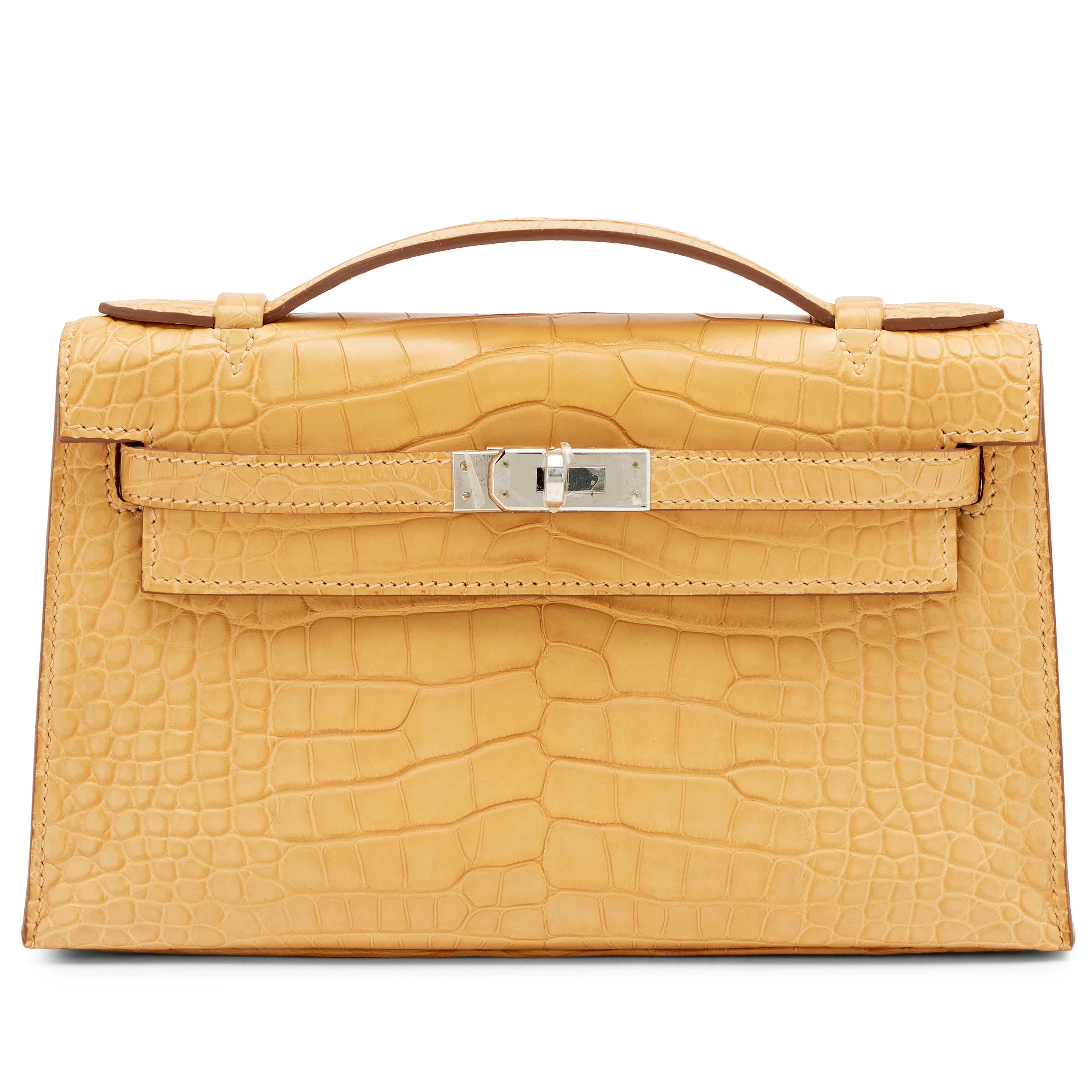 Mais Matte Alligator Kelly Pochette Palladium Hardware, 2015
