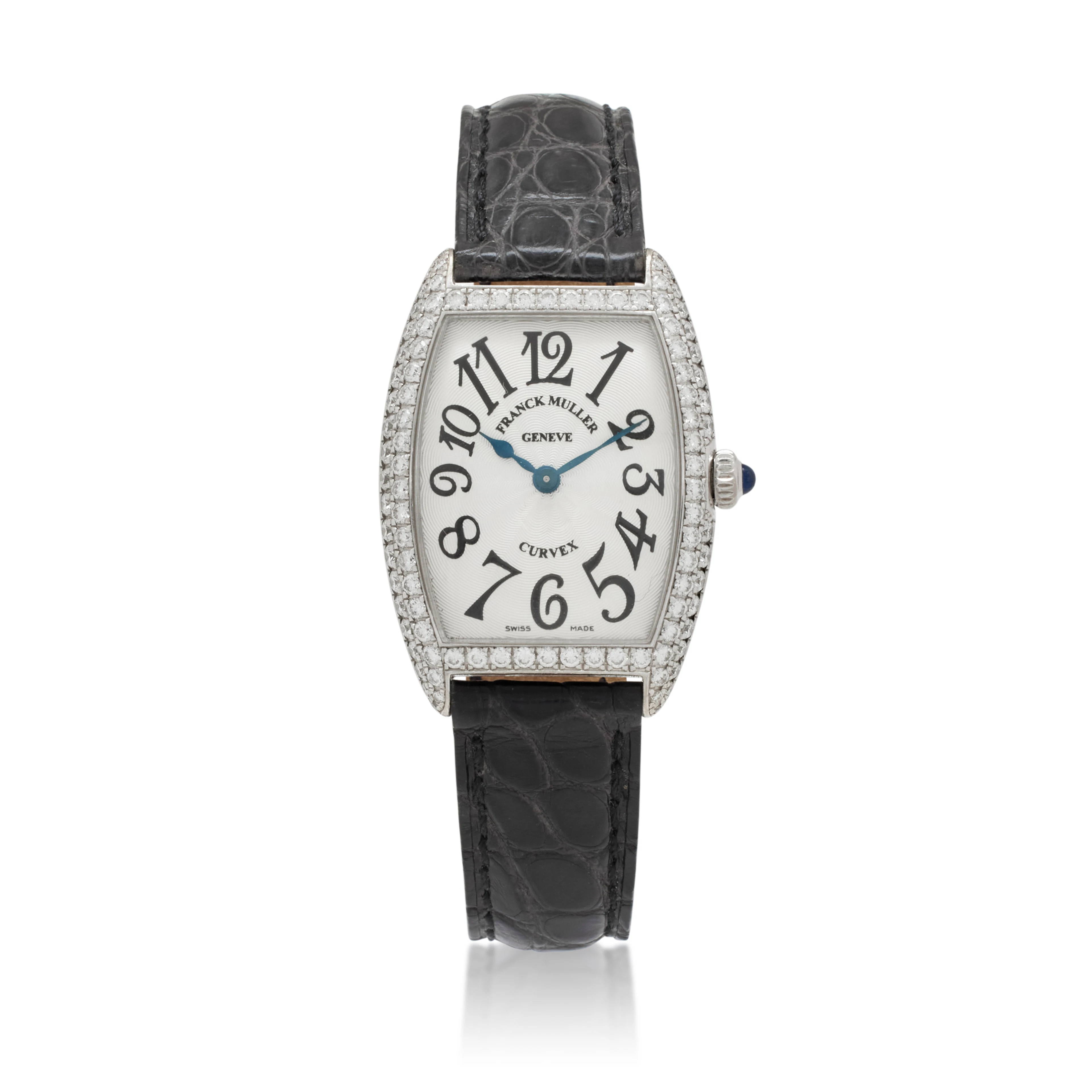 Cintrée Curvex (Reference 1752 QZ D). A 35mm white gold diamond-set