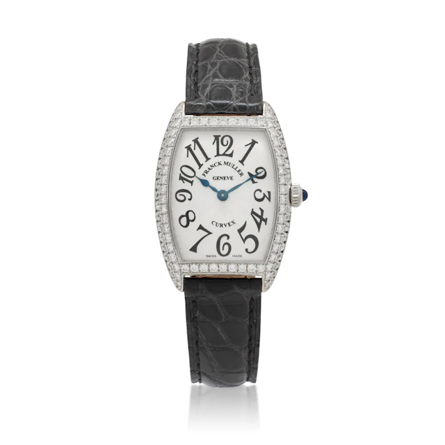 Cintrée Curvex (Reference 1752 QZ D). A 35mm white gold diamond-set