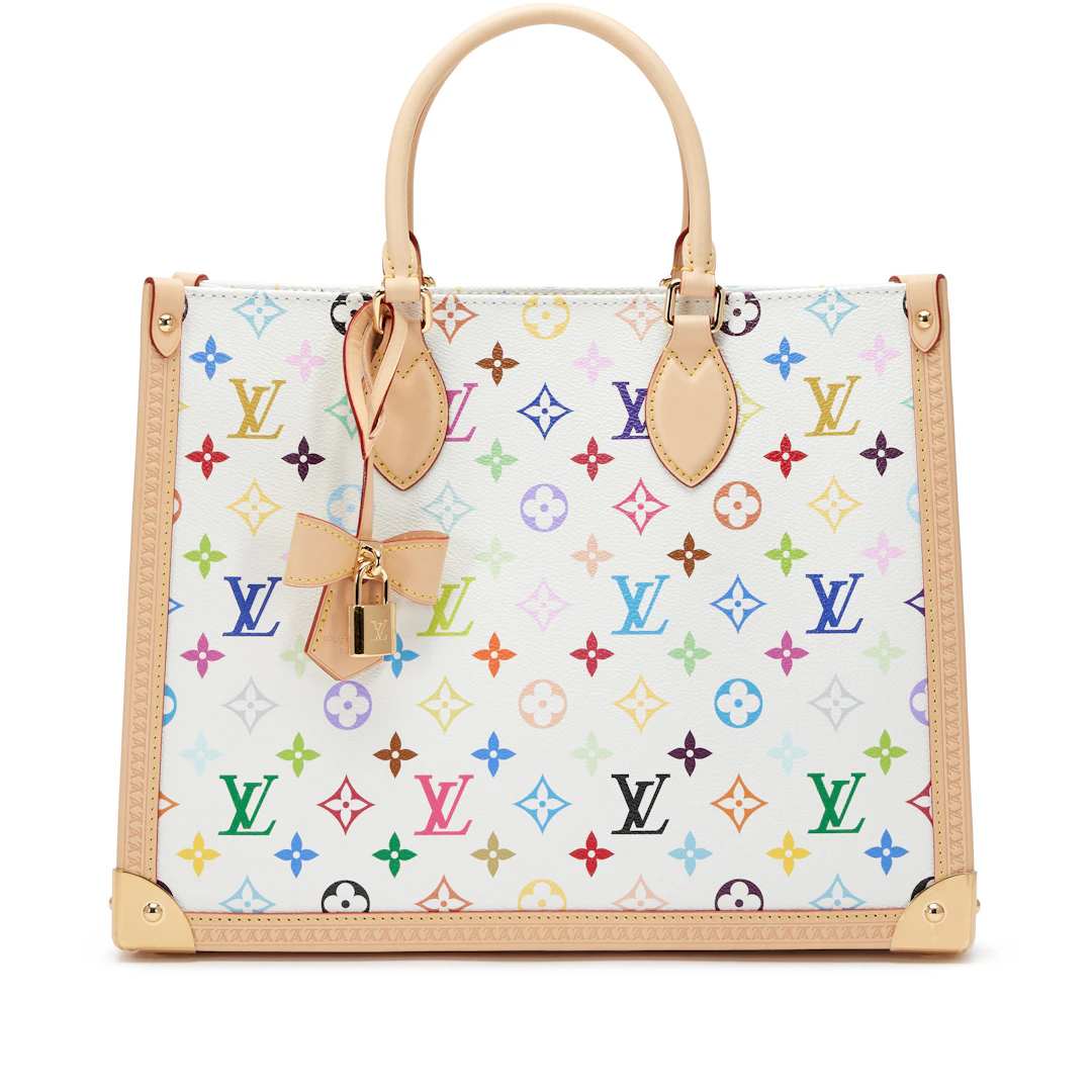 Takashi Murakami White Multicolore Canvas OnTheGo MM Gold Hardware, 2025