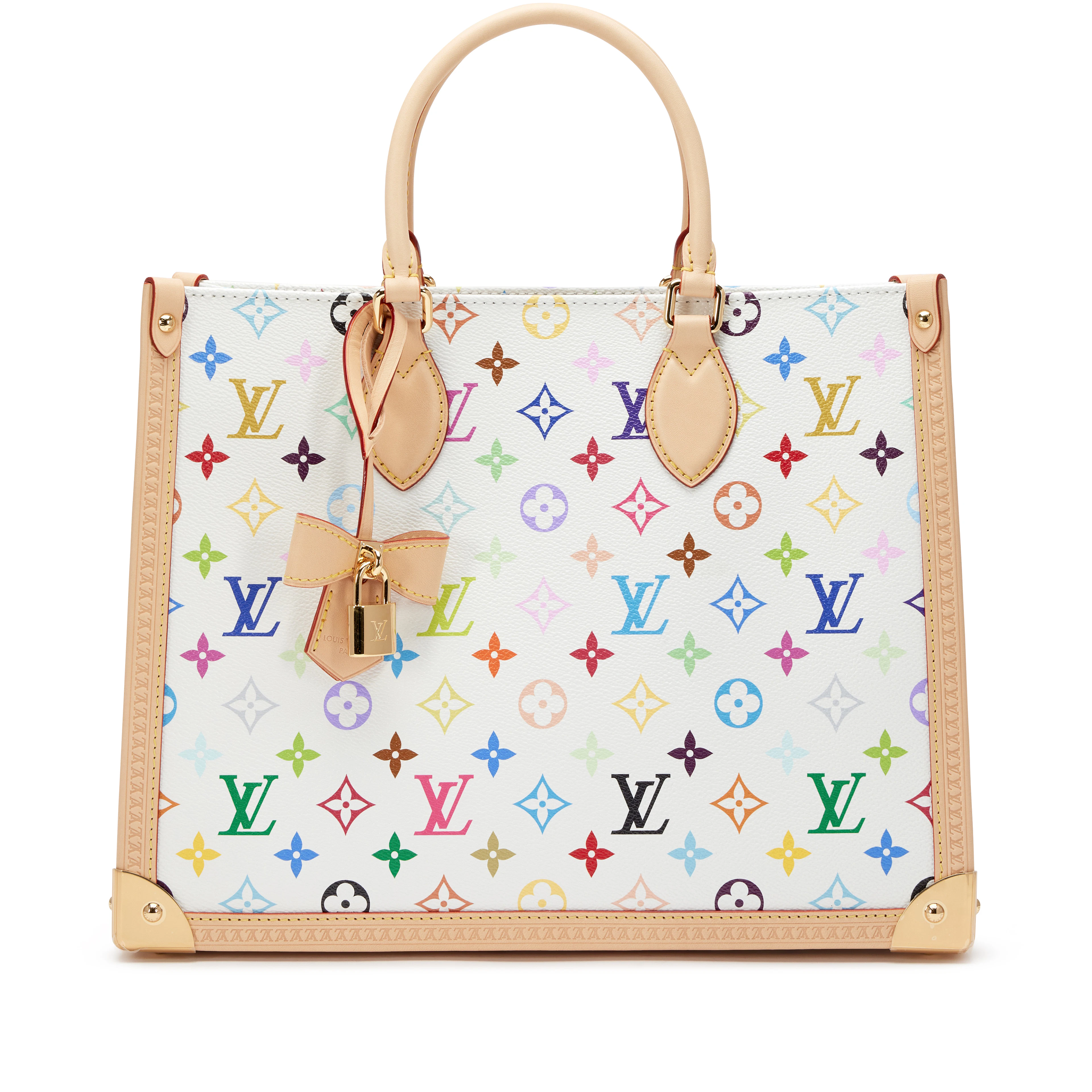 Takashi Murakami White Multicolore Canvas OnTheGo MM Gold Hardware, 2025