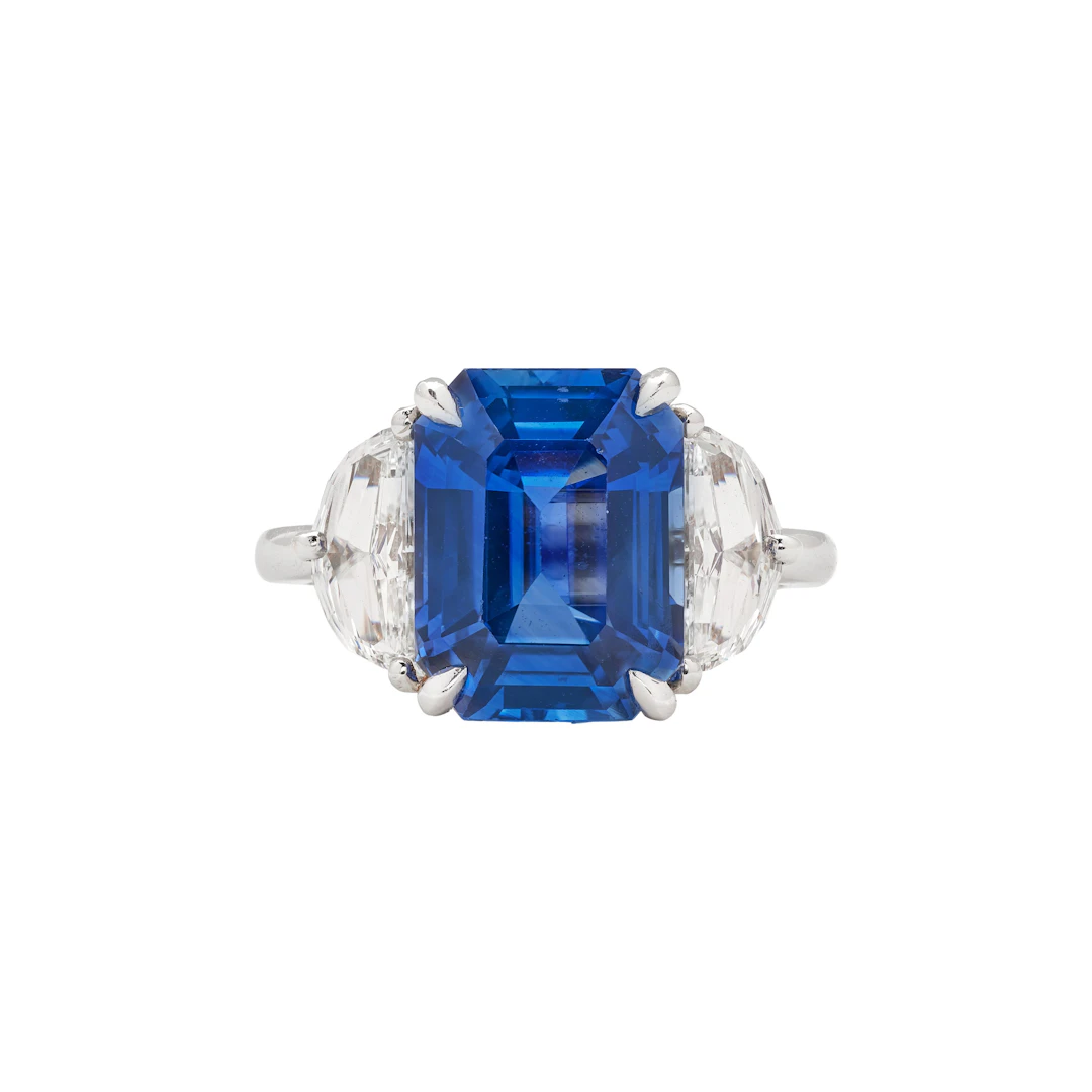 Platinum, 7.62ct Ceylon Sapphire and Diamond Ring