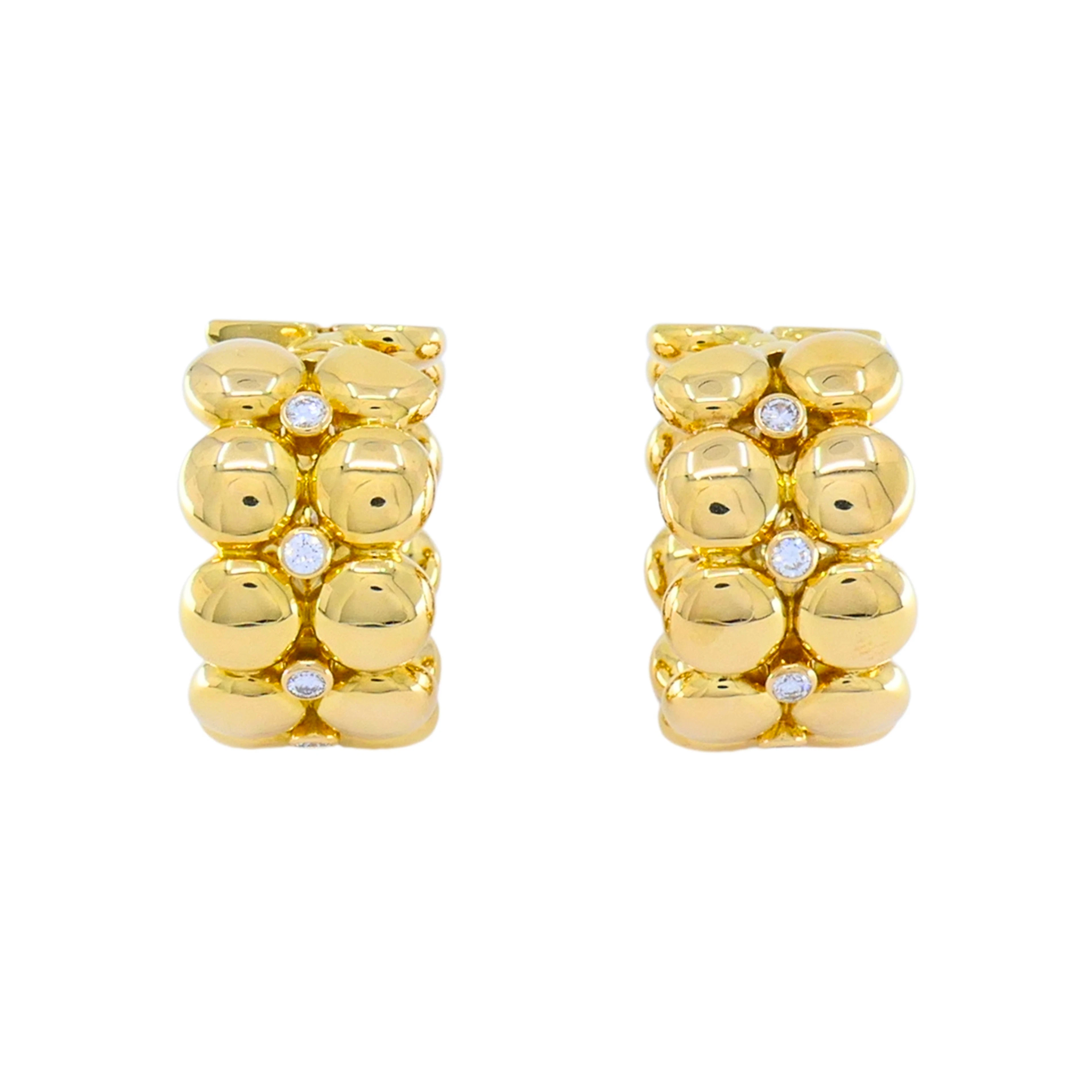 Gold and Diamond Honeymoon Hoop Earclips