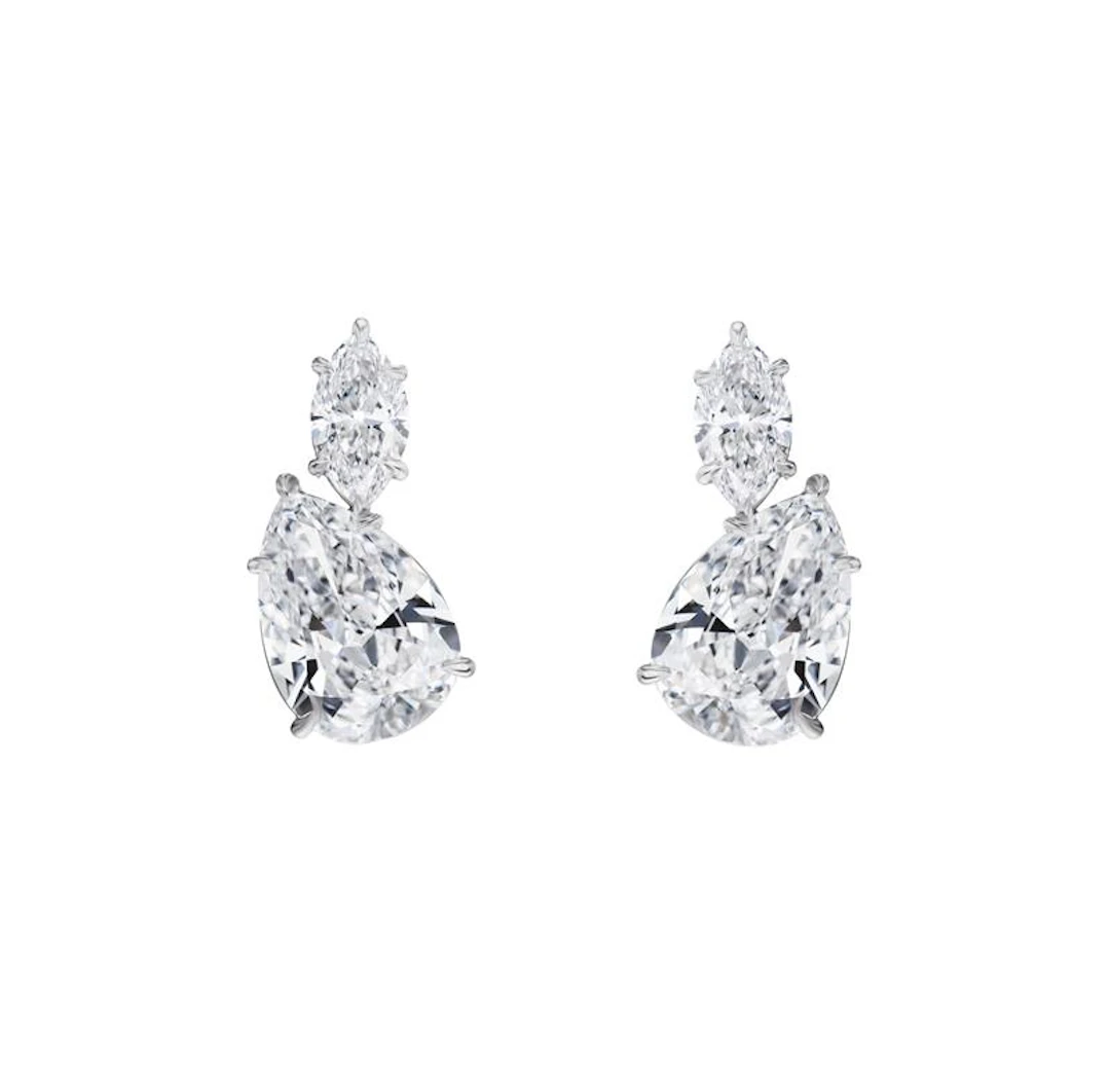 Platinum and 7.55ctw Fancy Cut Diamond Stud Earrings