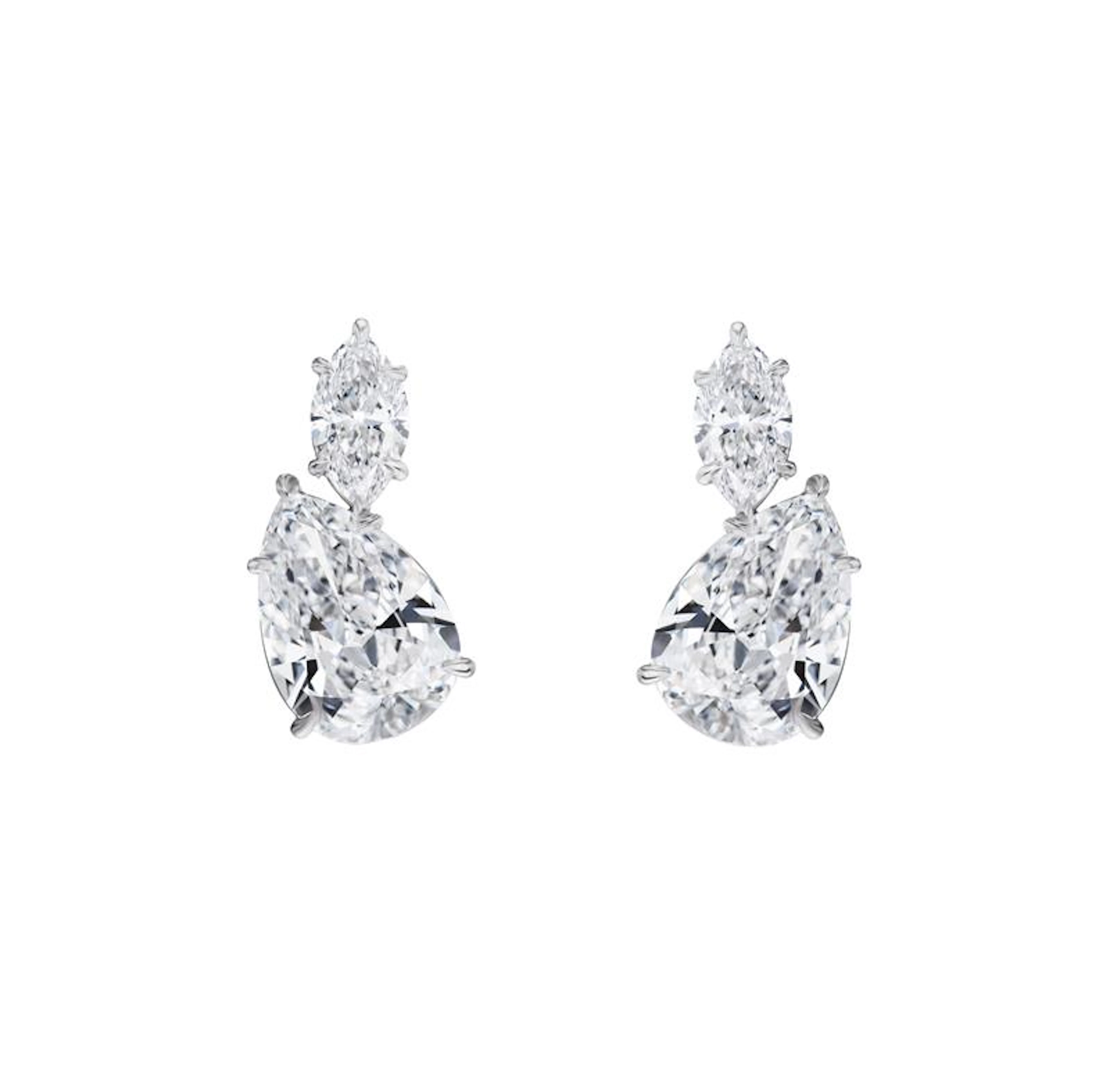 Platinum and 7.55ctw Fancy Cut Diamond Stud Earrings