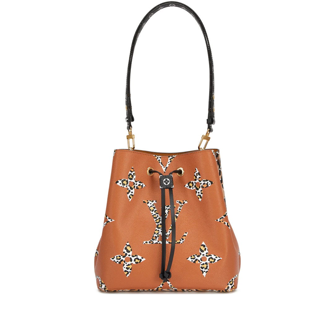 Brown Monogram Canvas Giant Jungle Néonoé MM Bucket Bag Gold Hardware, 2019