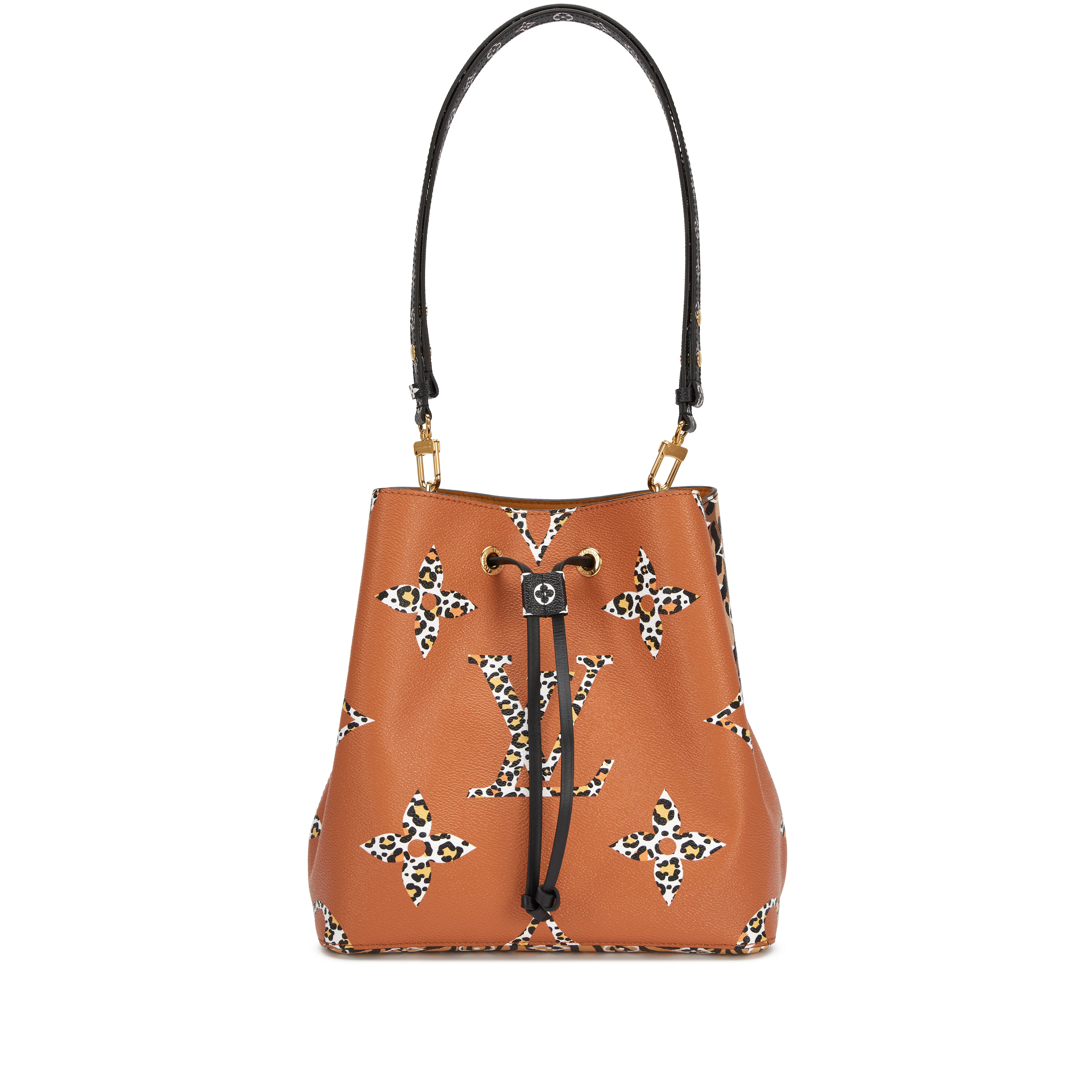 Brown Monogram Canvas Giant Jungle Néonoé MM Bucket Bag Gold Hardware, 2019