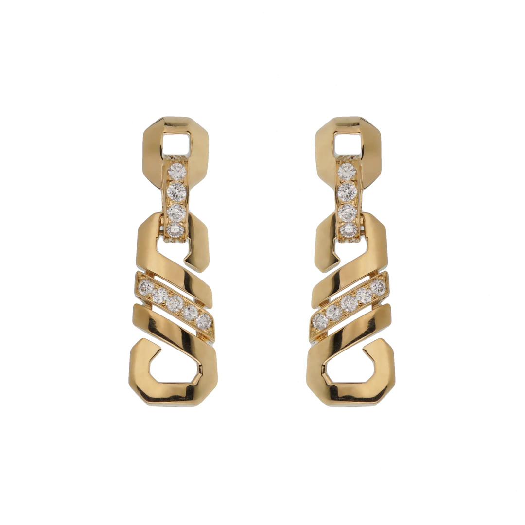 Vintage Gold and Diamond Foxtrot Earrings