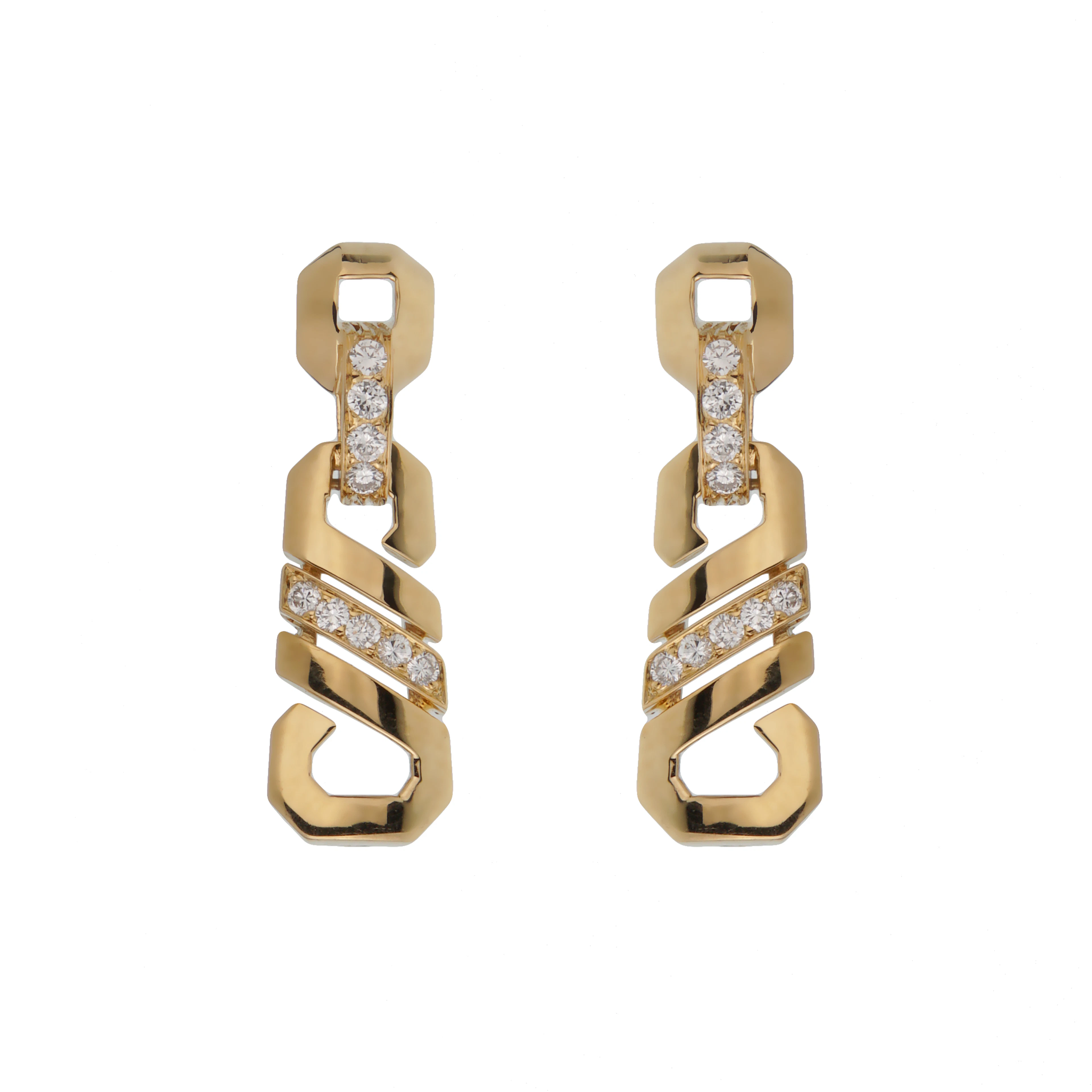 Vintage Gold and Diamond Foxtrot Earrings