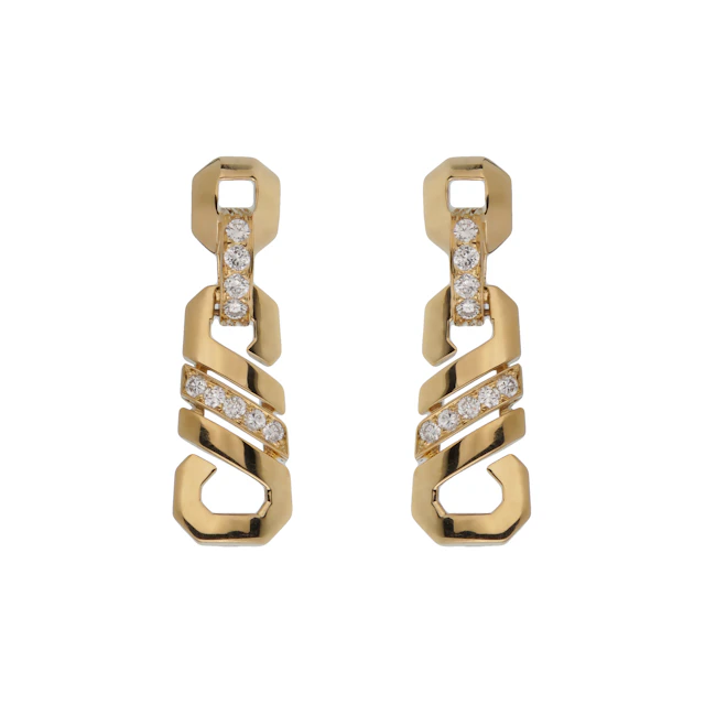 Vintage Gold and Diamond Foxtrot Earrings