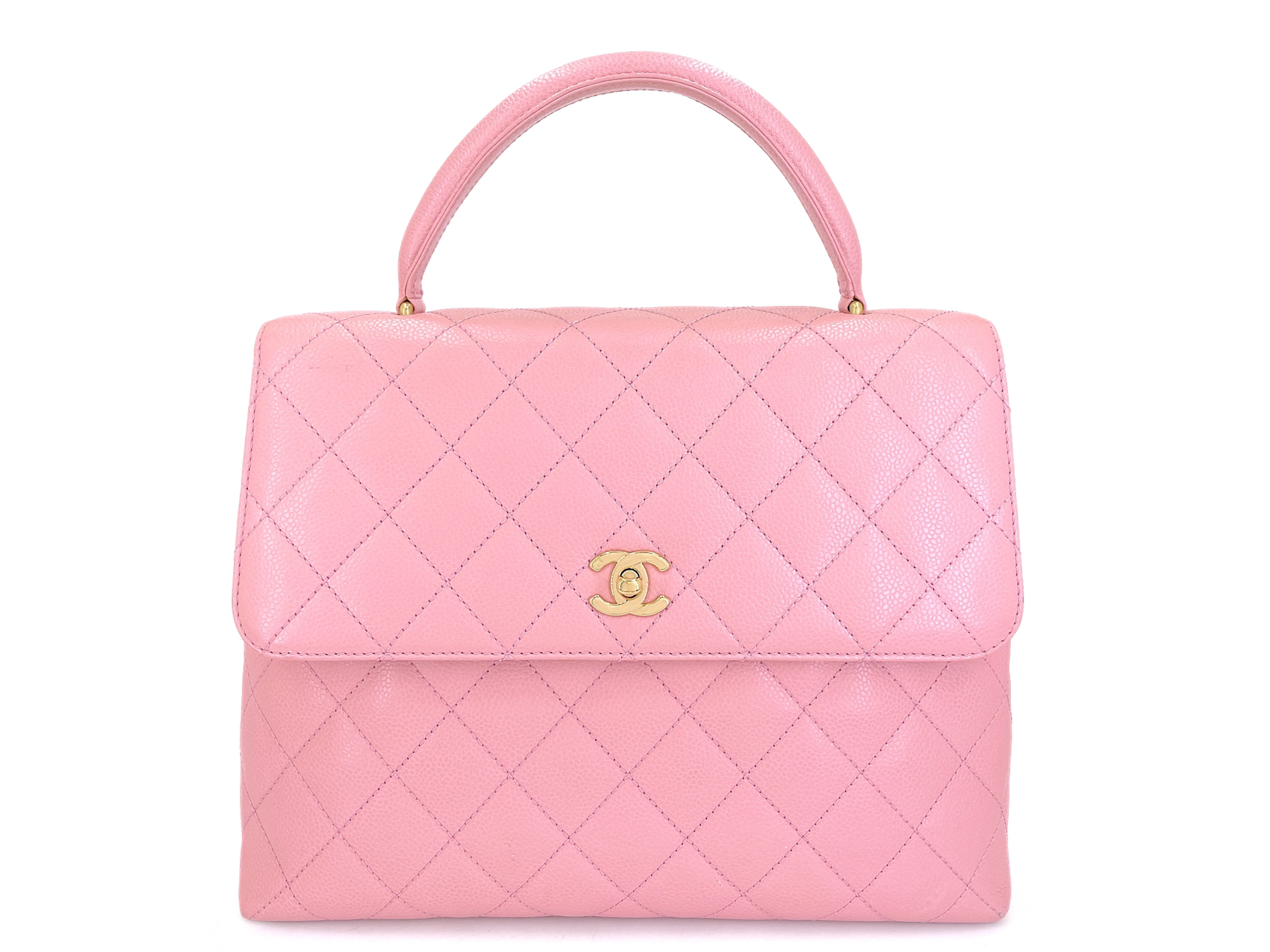 Vintage Sakura Pink Quilted Caviar Kelly Bag Gold Hardware, 2004-2005