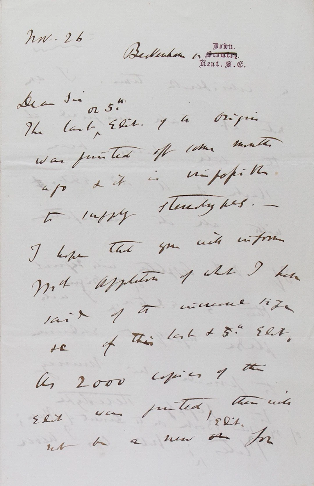 Charles Darwin Autograph Letter Signed to Charles Layton In Regards