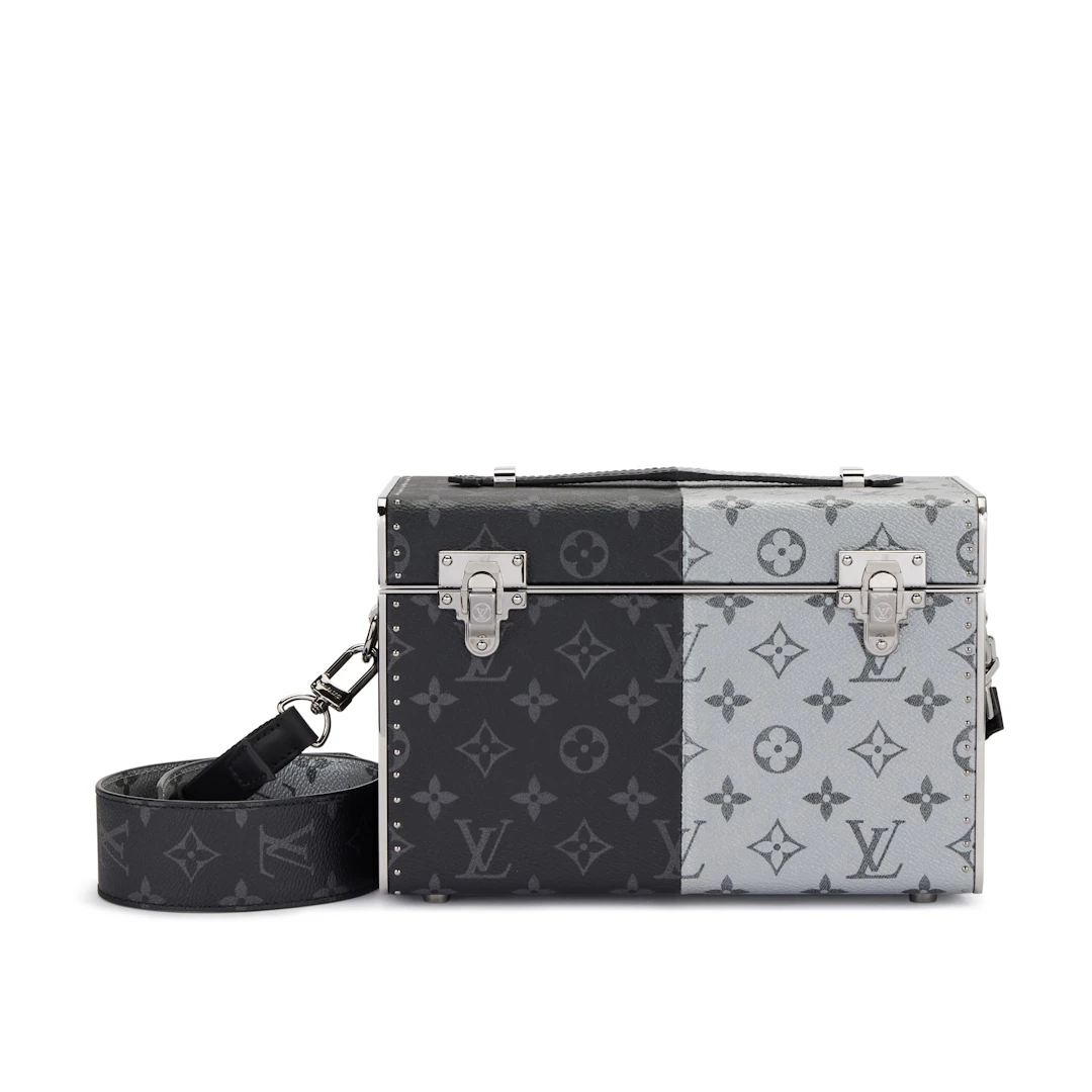 Black and Silver Monogram Eclipse Coated Canvas Custom Vanity Trunk