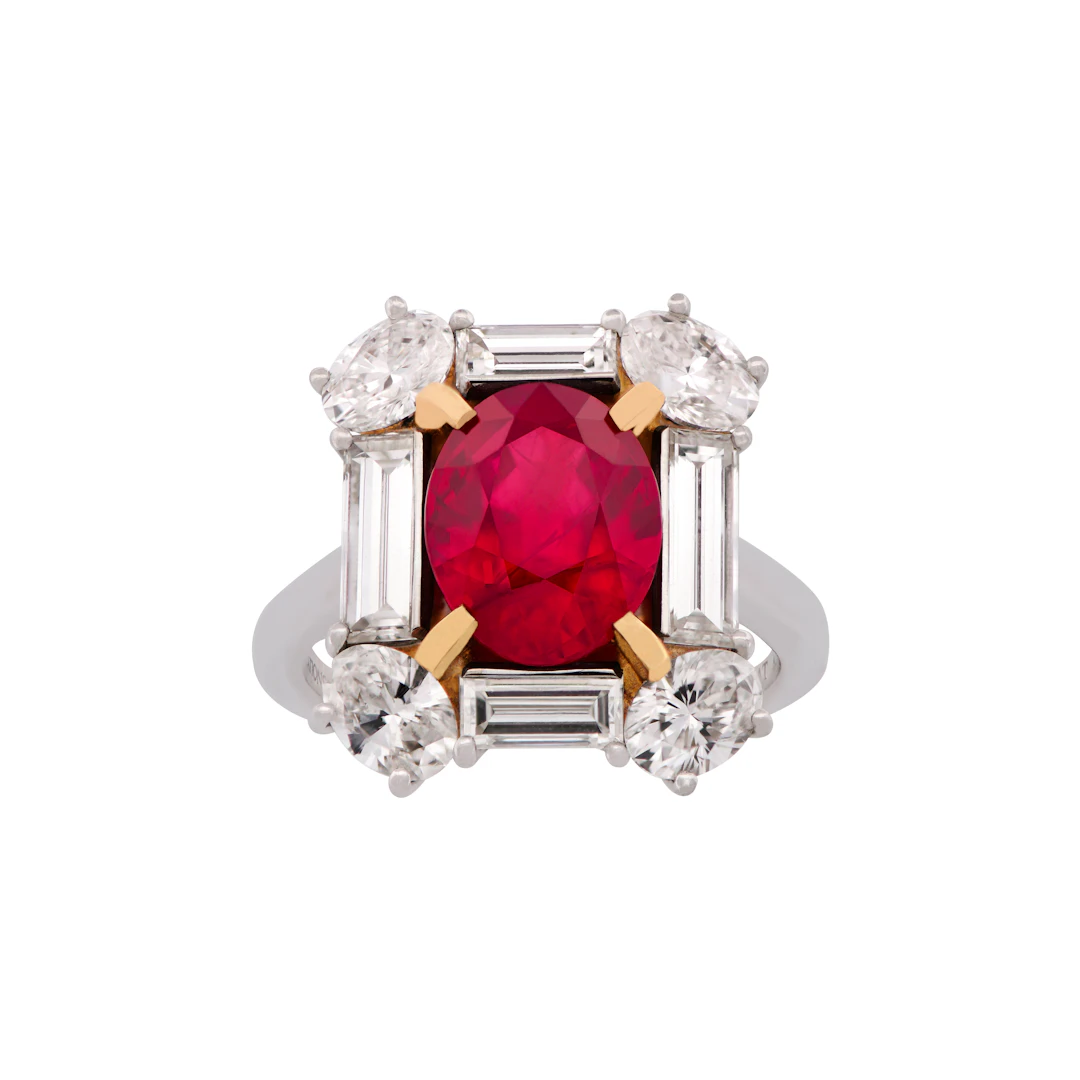 Platinum, 4.04ct Burmese Ruby and Diamond Ring
