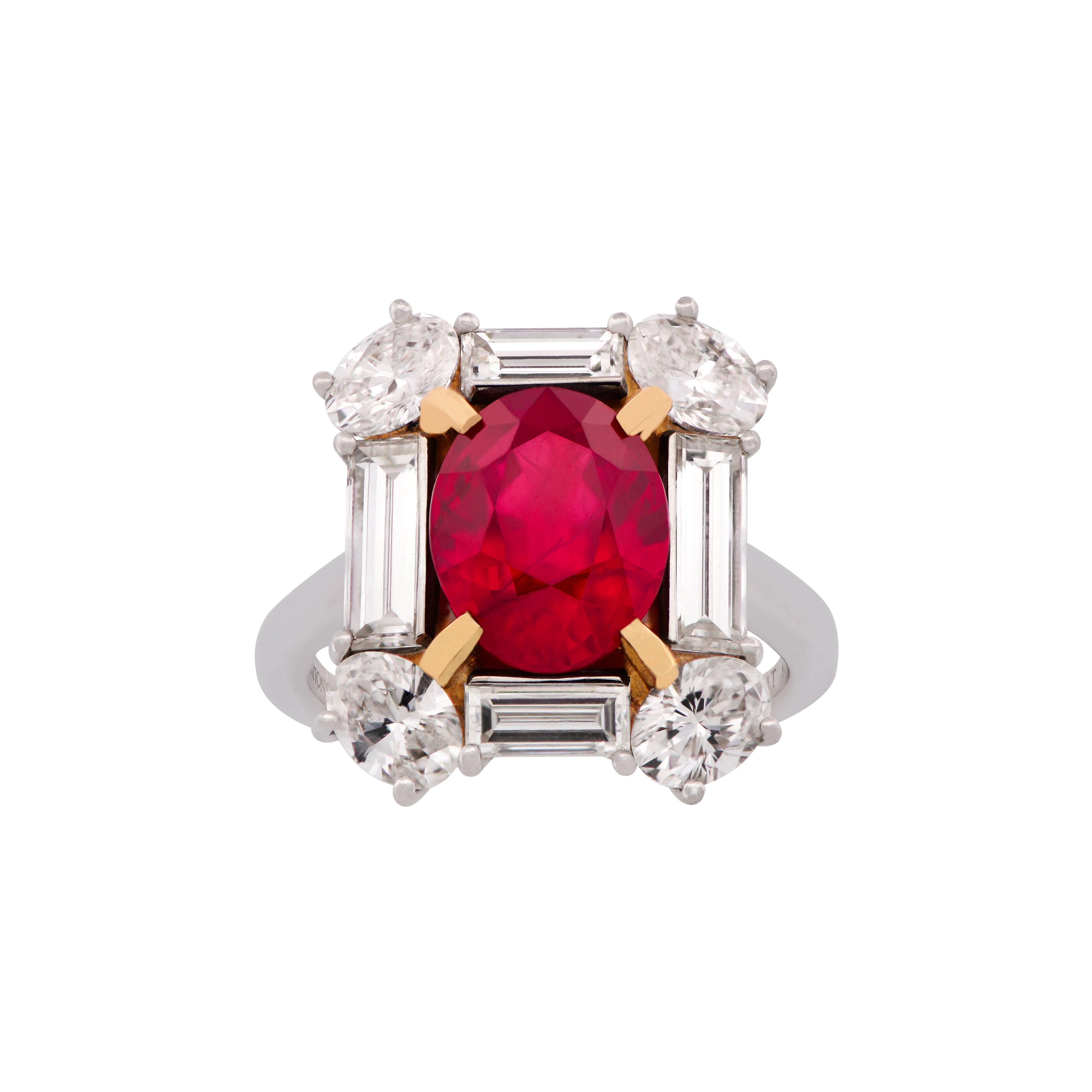 Platinum, 4.04ct Burmese Ruby and Diamond Ring