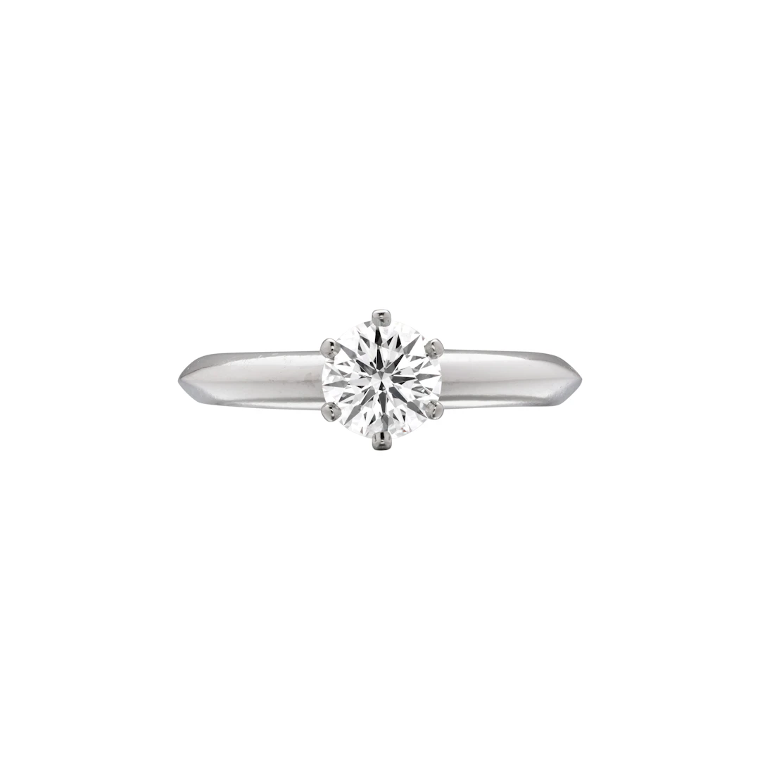 Platinum and 0.63ct Round Brilliant Cut Diamond Engagement Ring