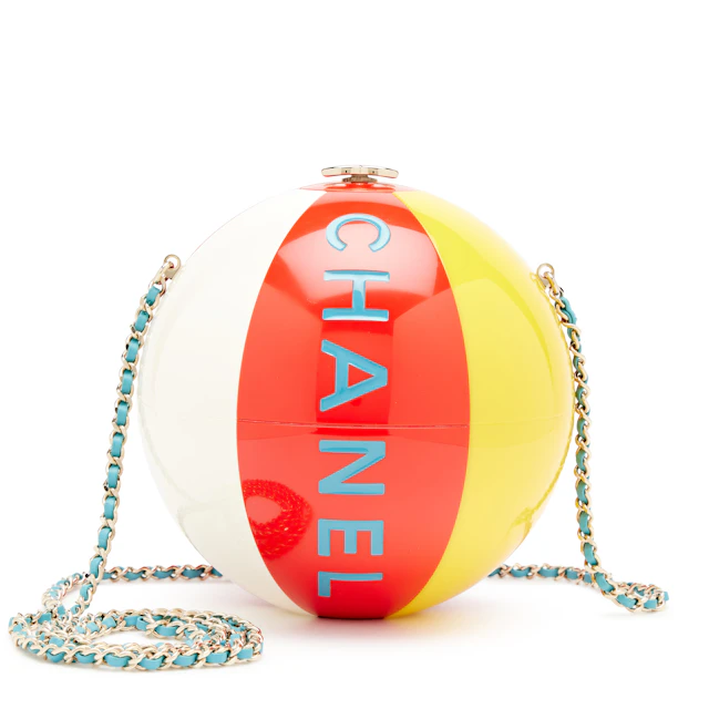 Red White Yellow and Blue Plexiglass Coco Beach Ball Minaudière Clutch