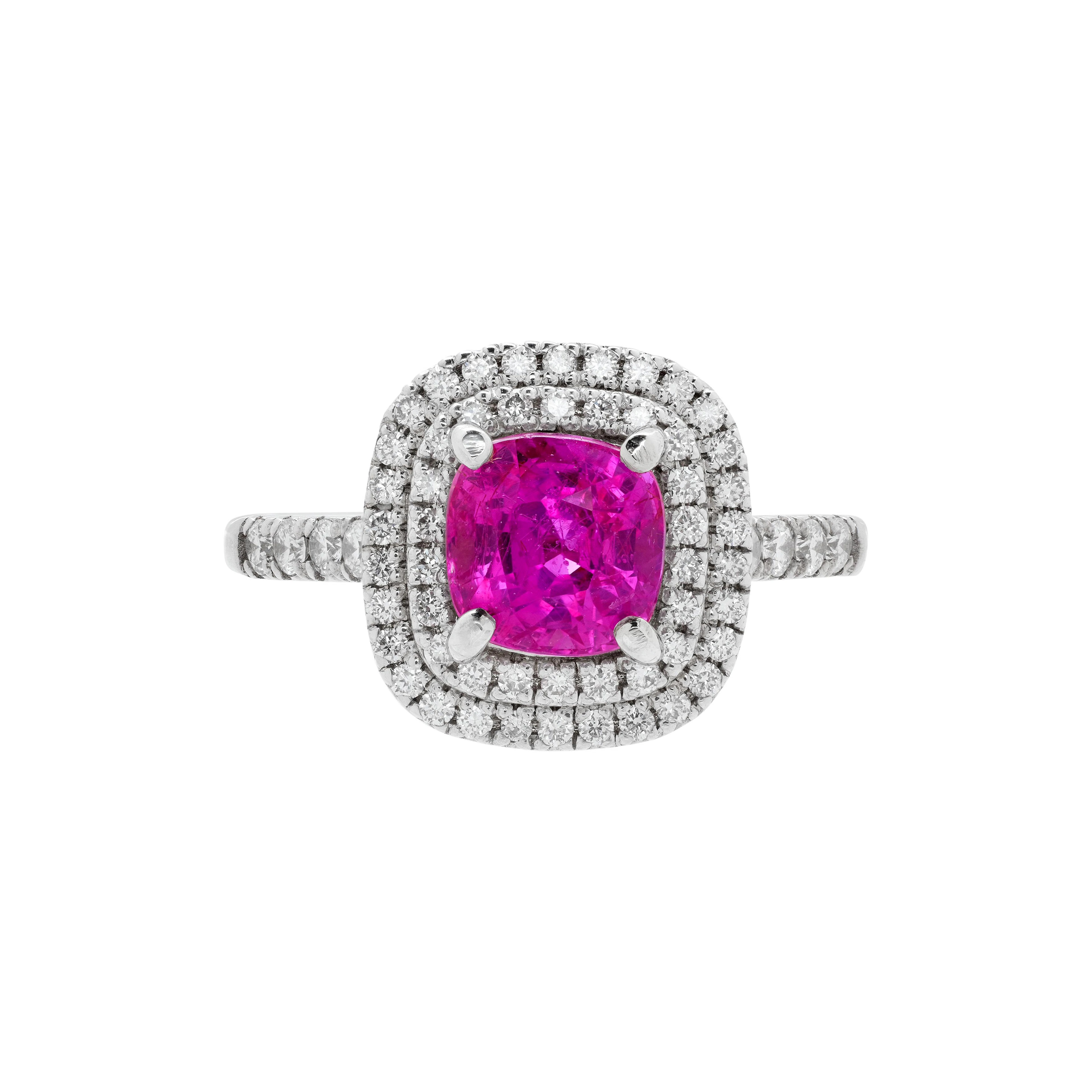 White Gold, 1.70ct Mozambique Pink Sapphire and Diamond Ring