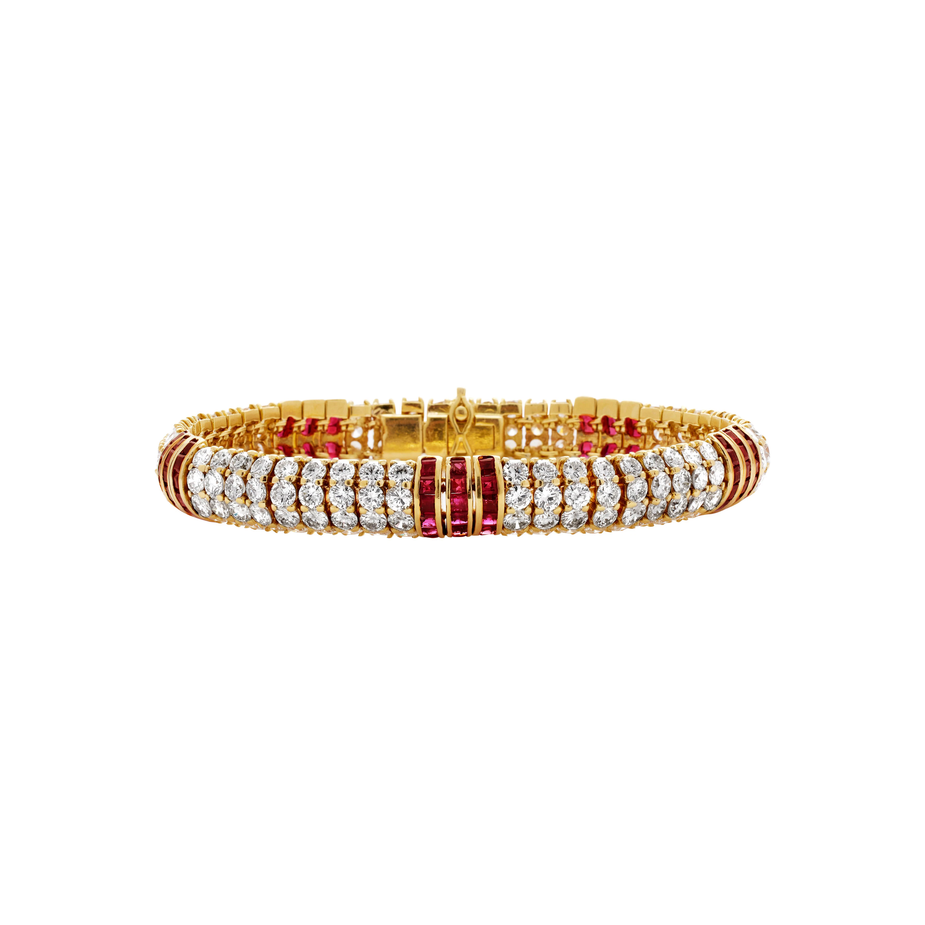 Gold, Diamond and Ruby Bracelet