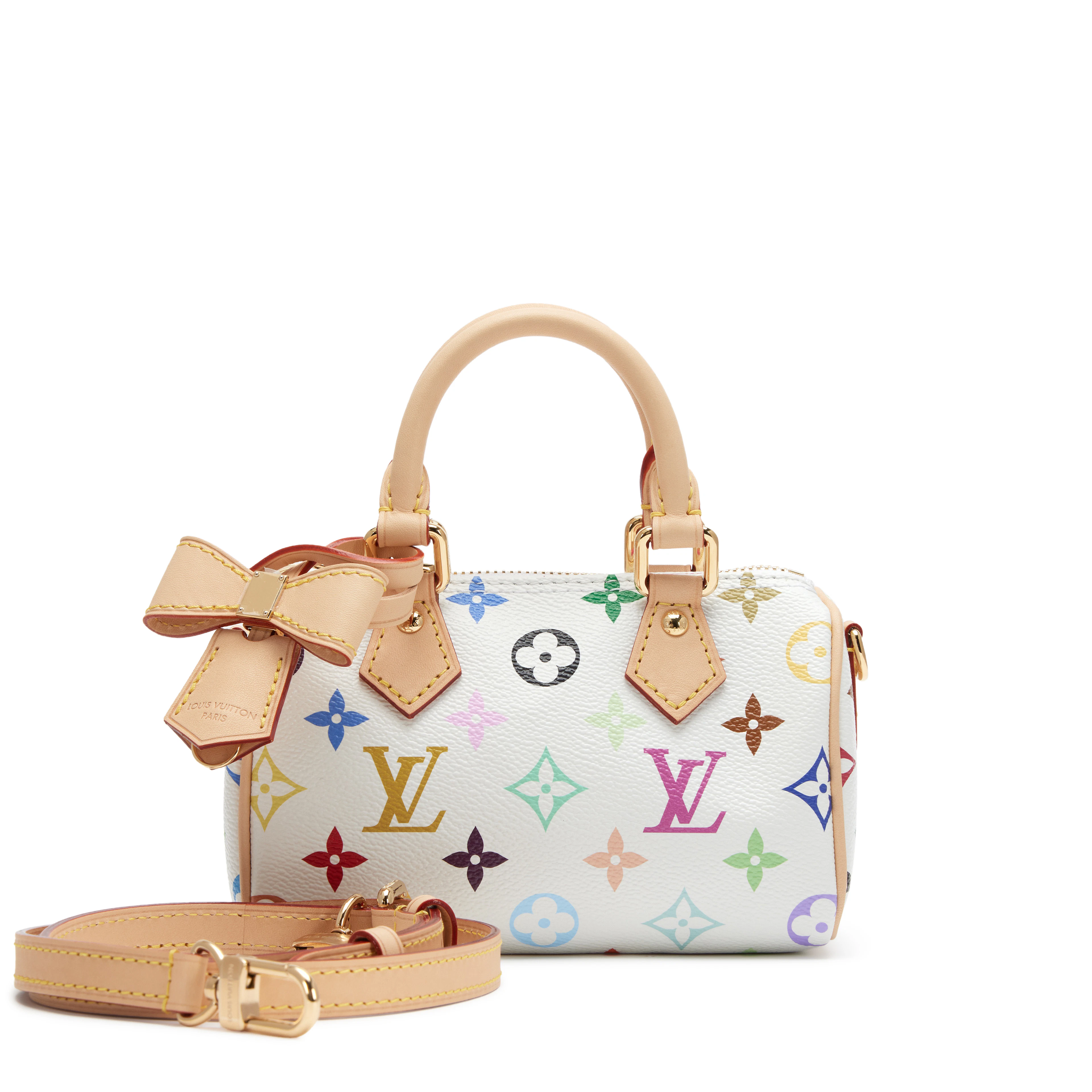 Takashi Murakami White Multicolore Monogram Coated Canvas Nano Speedy